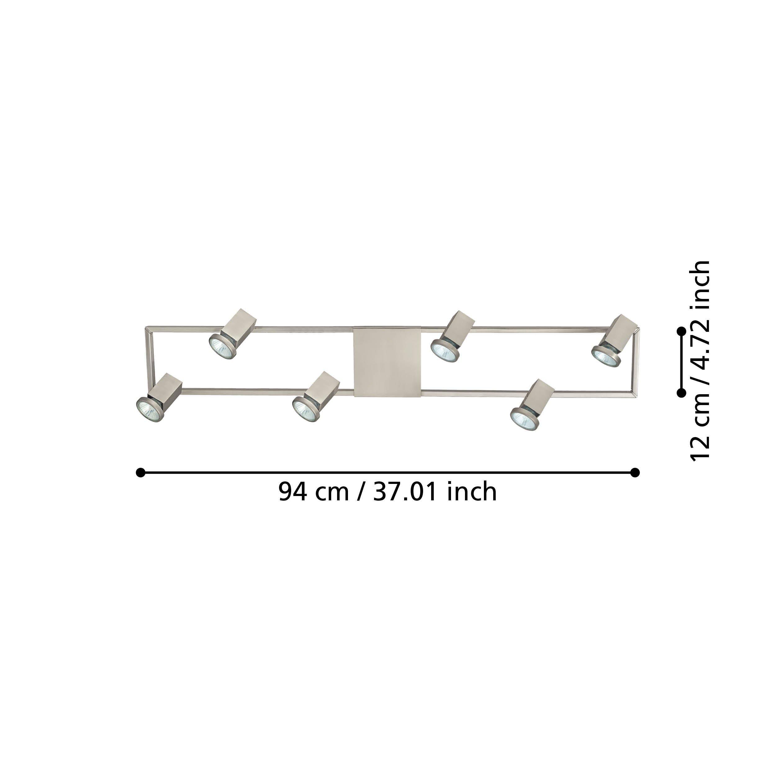 Spot de plafond réglette/plaf métal argenté ZERACO GU10 6X4,6W