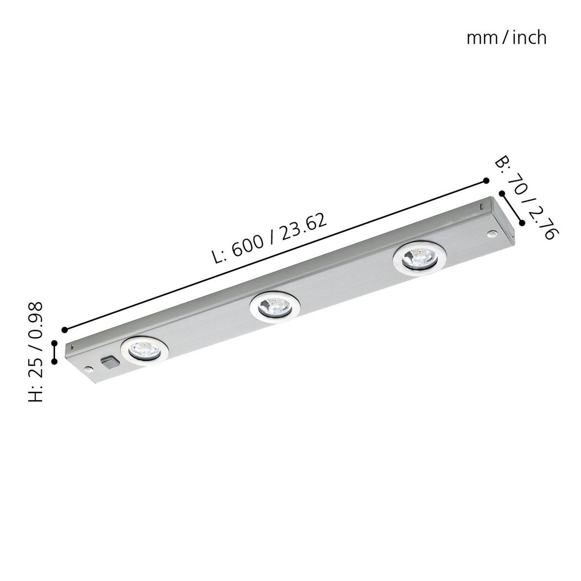 Plafonnier métal nickel KOB LED LED INT 3X2,3W