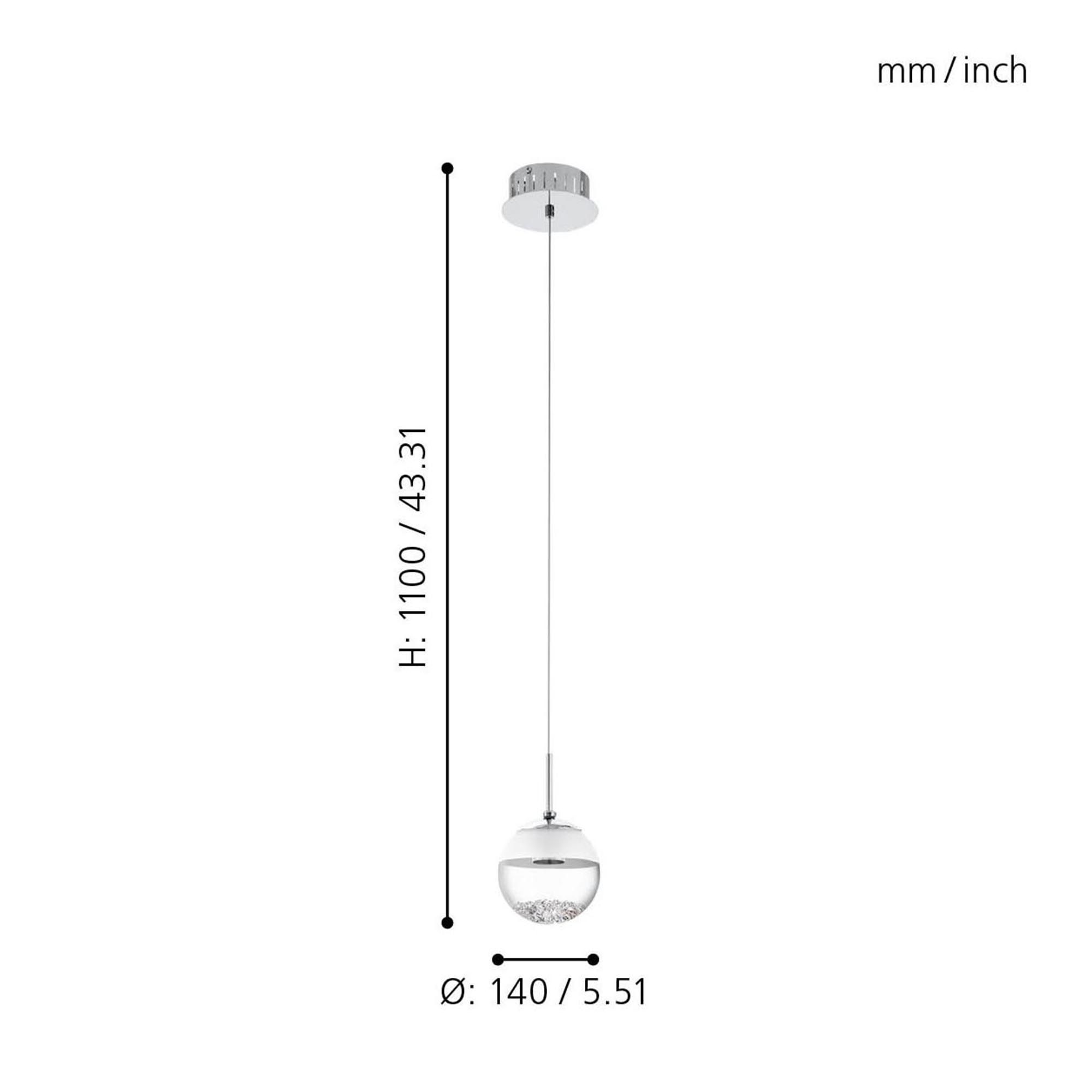 Suspension verre argenté MONTEFIO 1 LED INT 1X5W