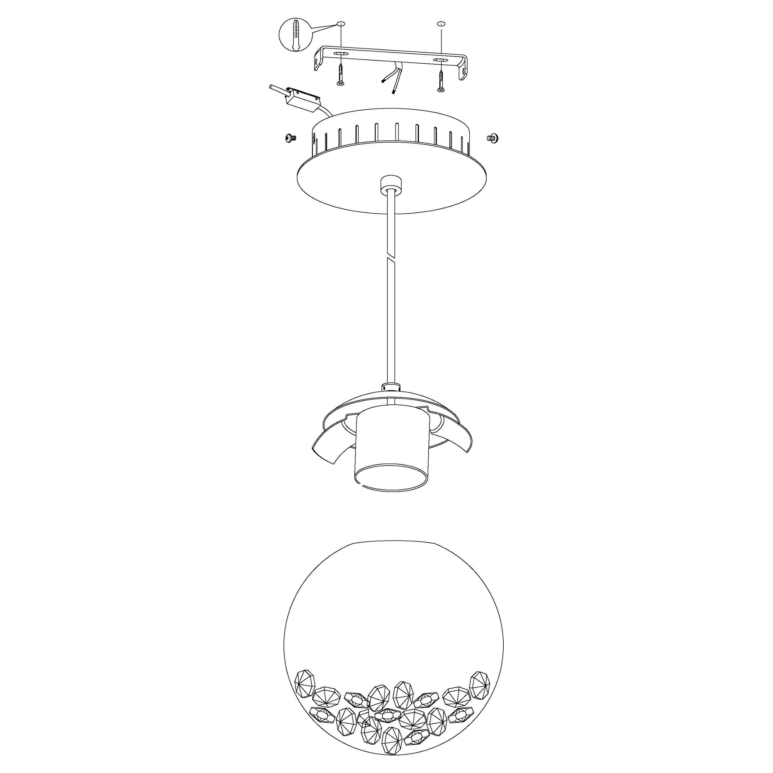 Suspension verre argenté MONTEFIO 1 LED INT 1X5W