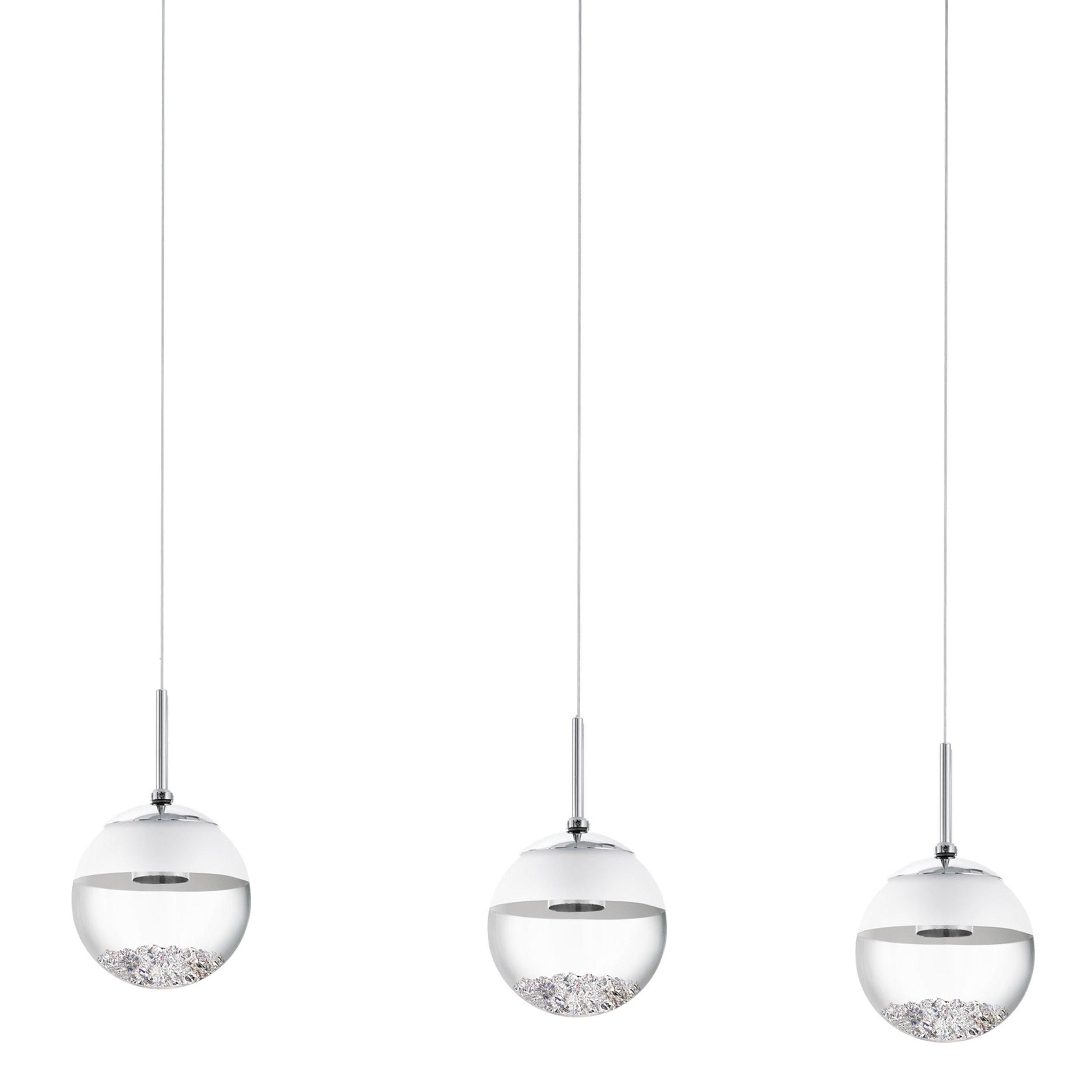 Suspension verre argenté MONTEFIO 1 barre 3 LED INT 3X5W