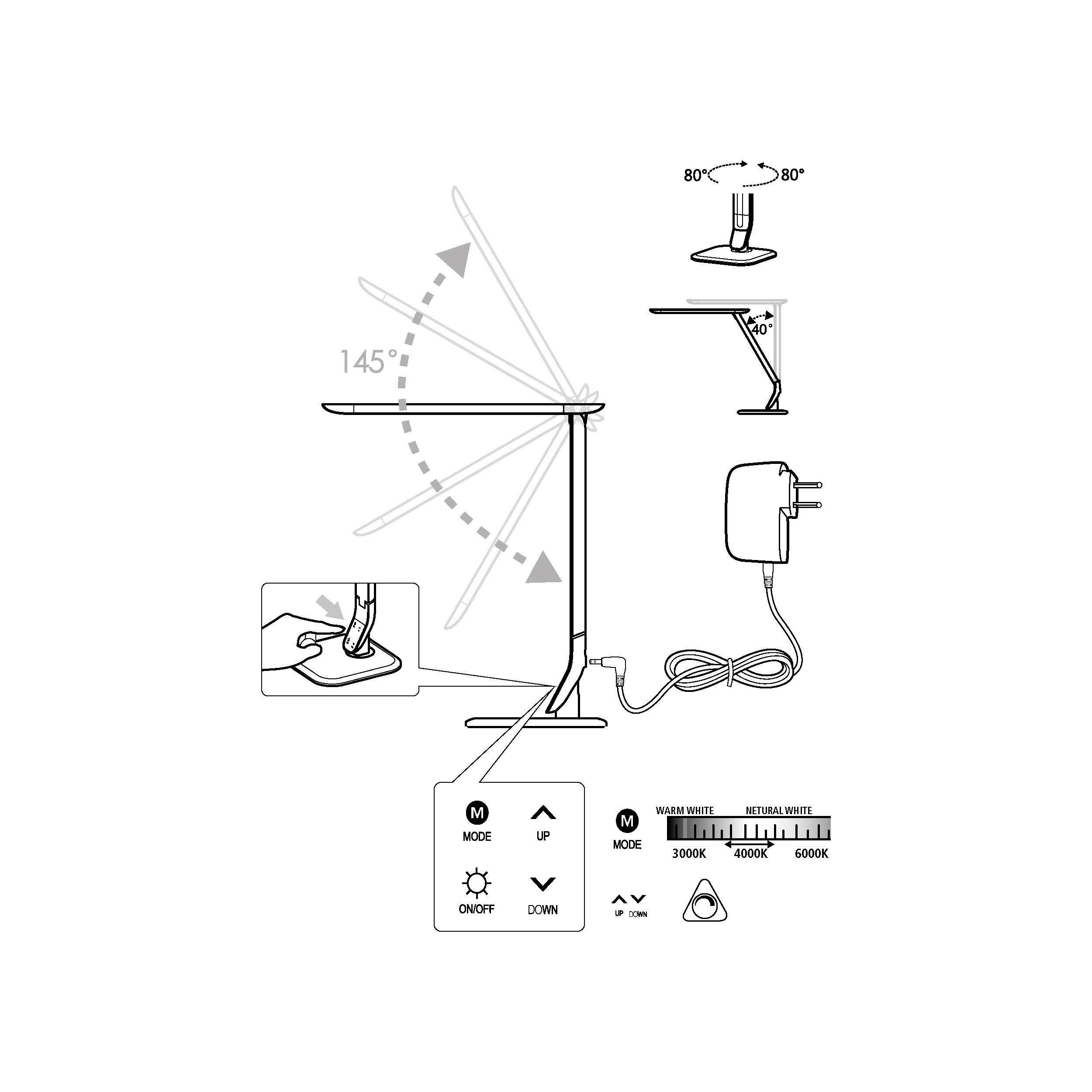 Lampe de bureau plastique  blanc SELLANO LED INT 1X4W