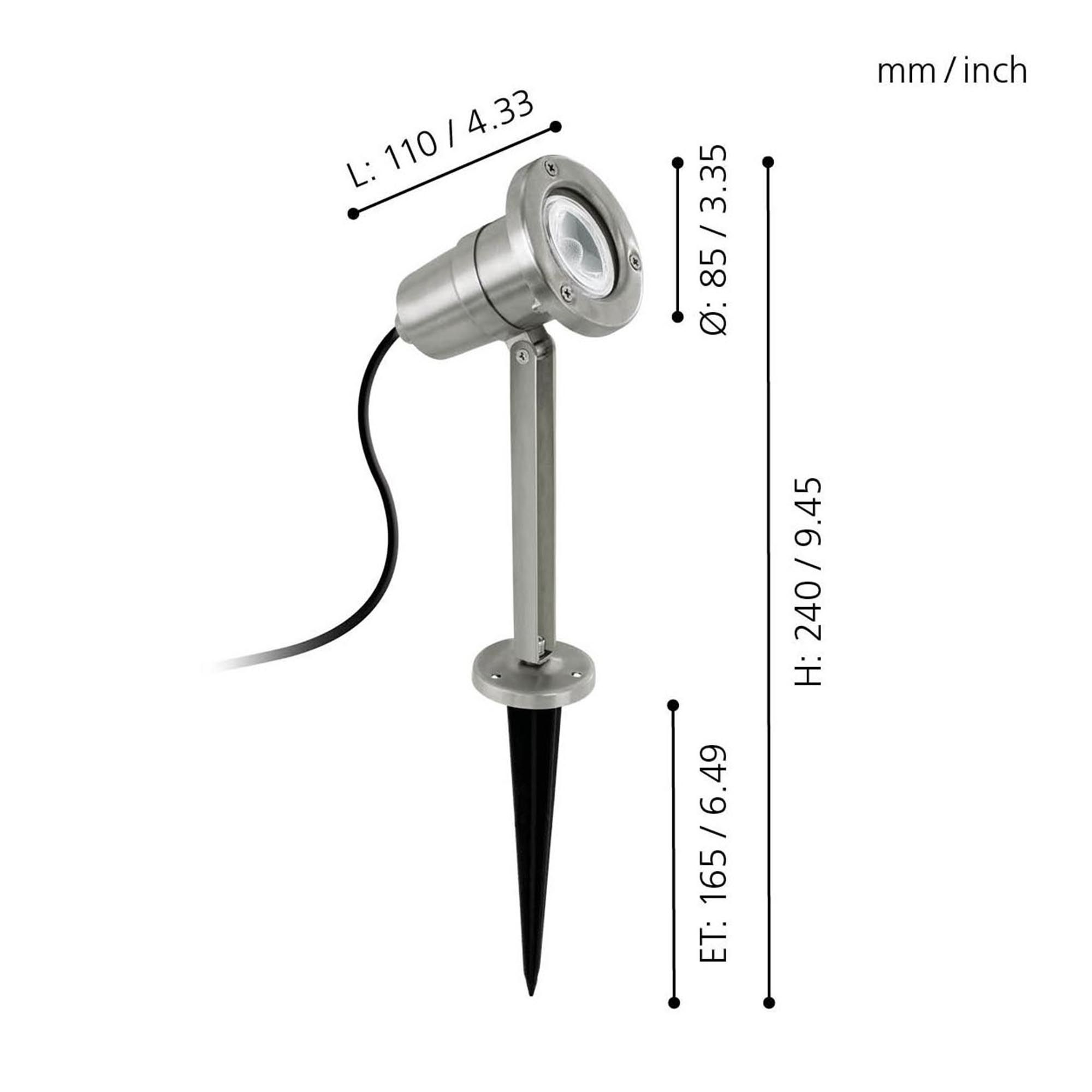 Luminaire à piquer extérieur métal nickel NEMA GU10 1X4,5W