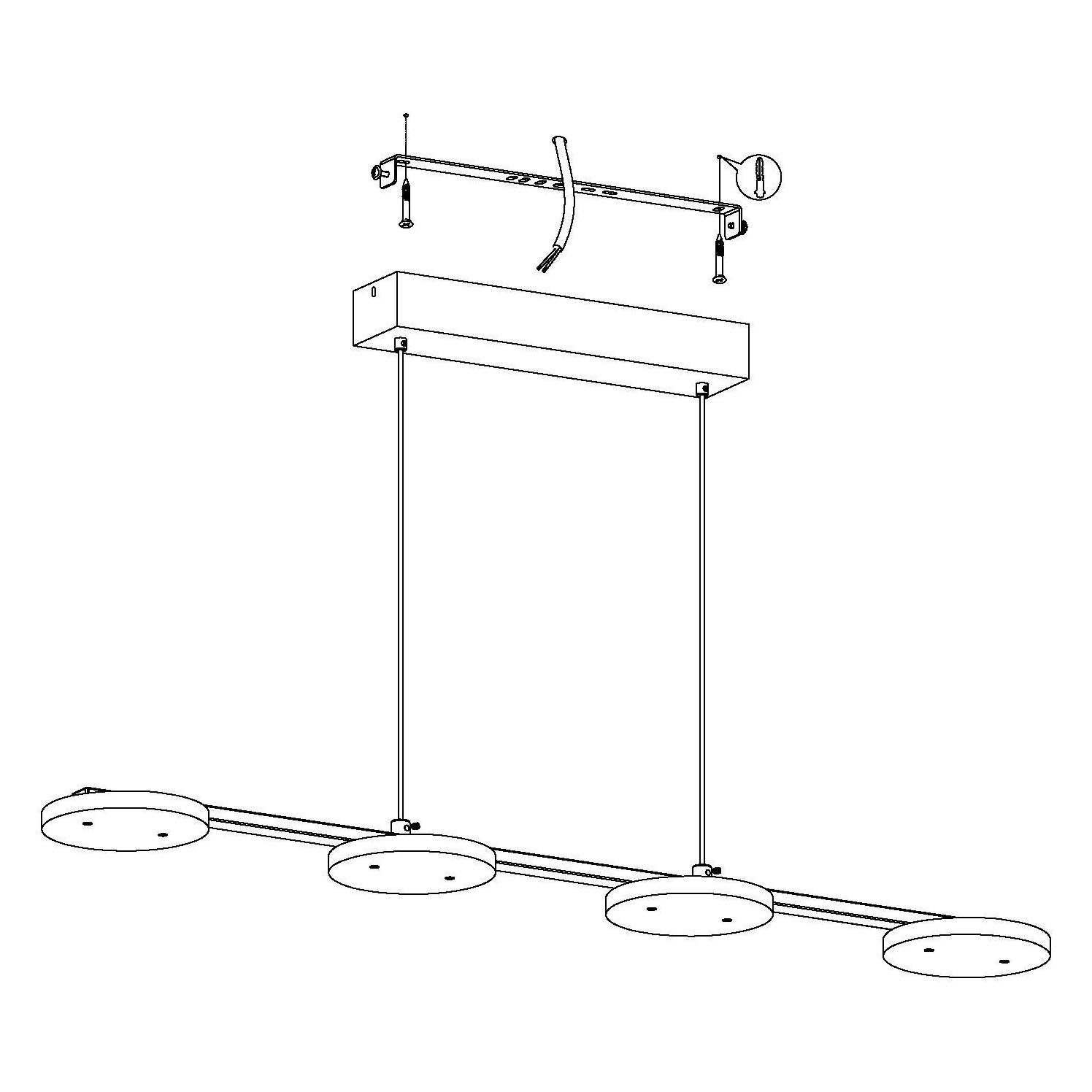 Suspension métal argenté CARTAMA L77,5CM LED INT 4X4,6W