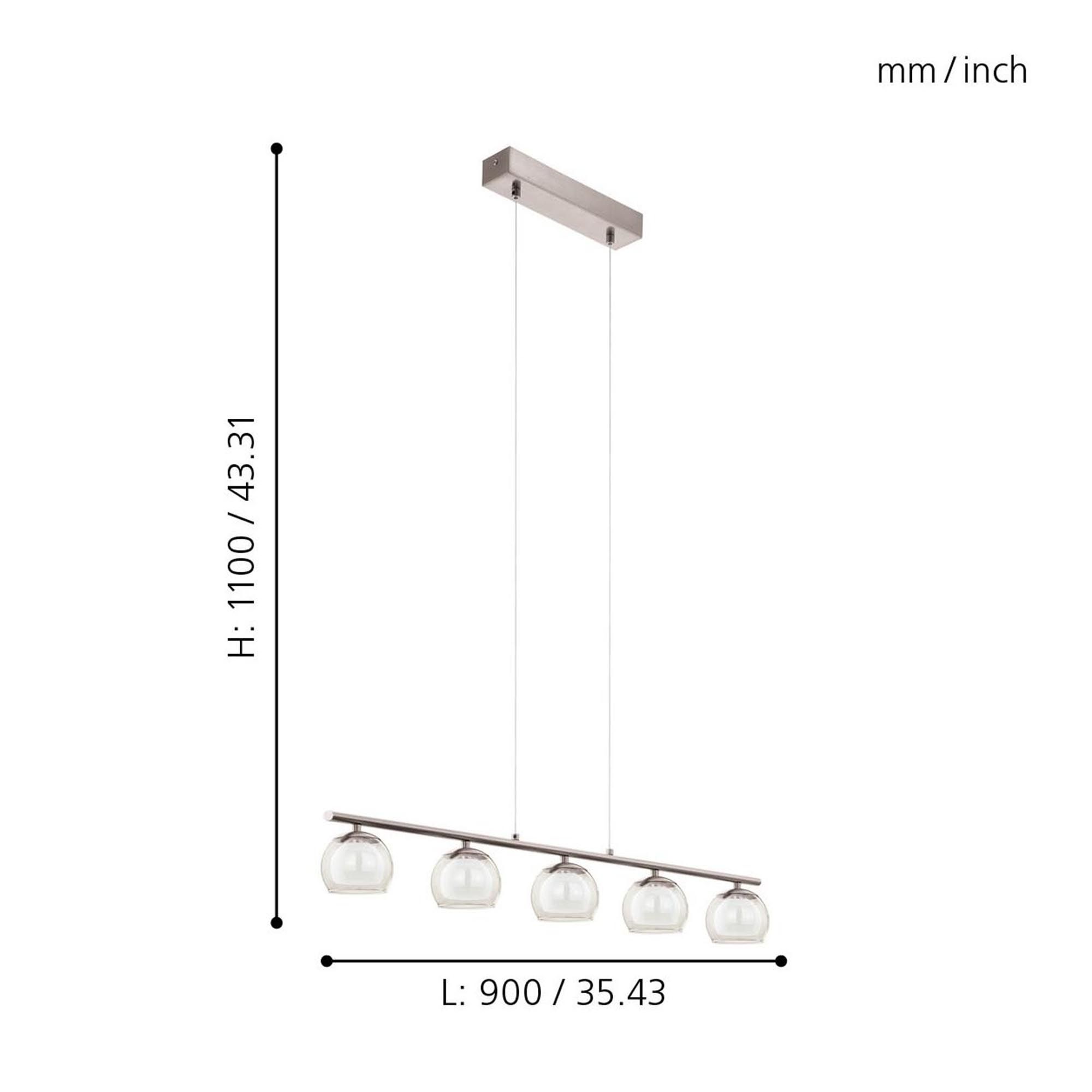 Suspension métal nickel ROMAGNESE LED INT 5X3,3W