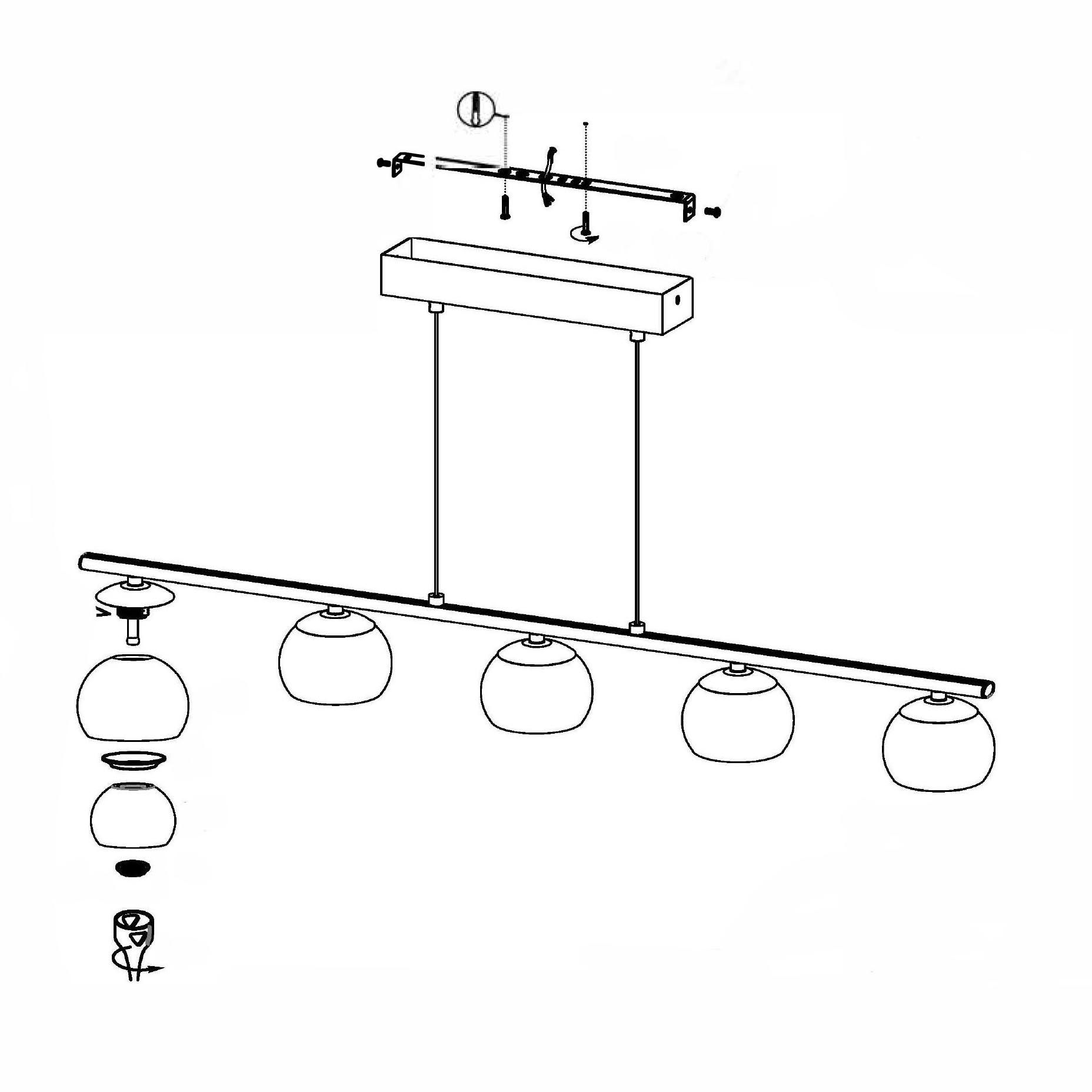 Suspension métal nickel ROMAGNESE LED INT 5X3,3W