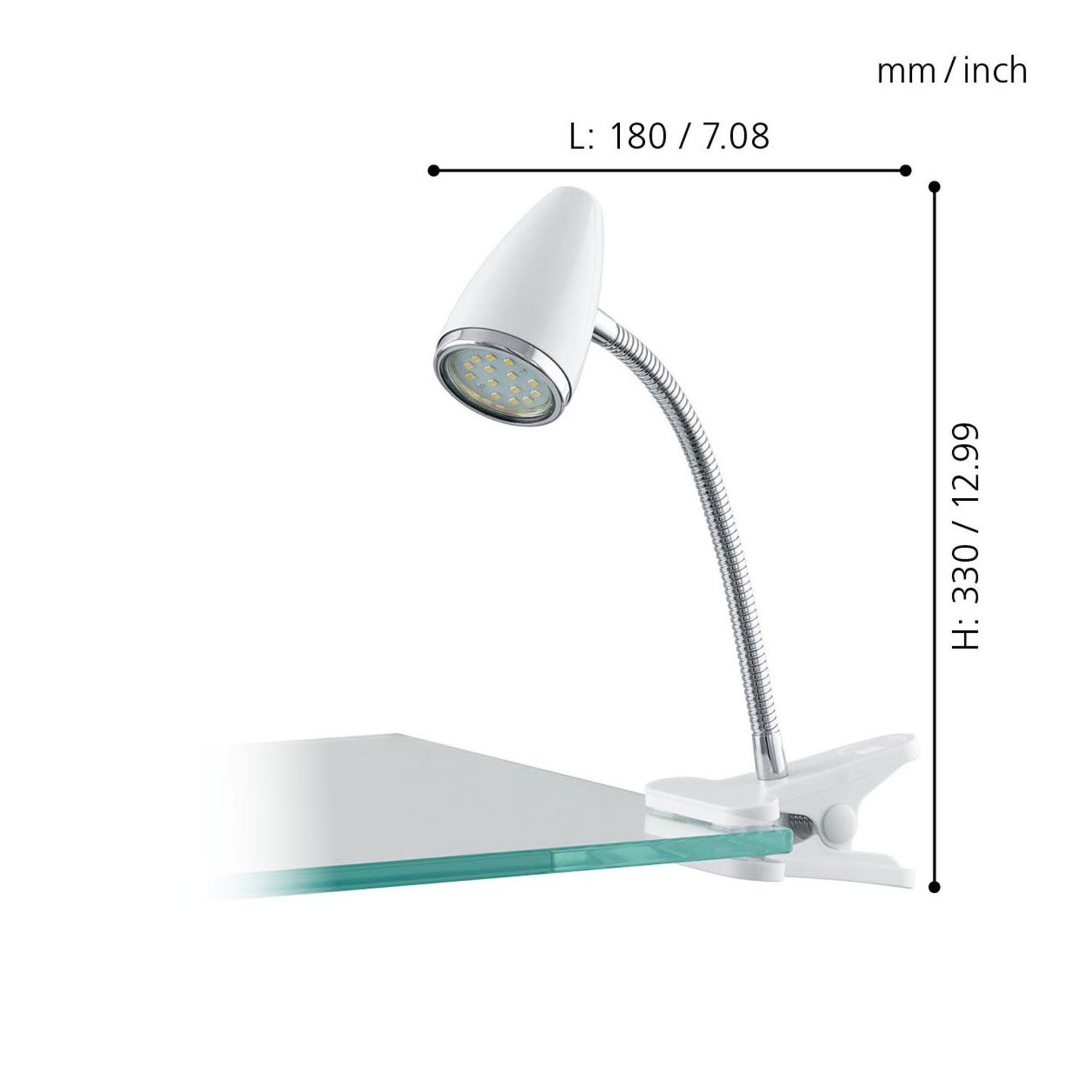 Lampe de bureau plastique blanc RICCIO 1 GU10 1X2,8W