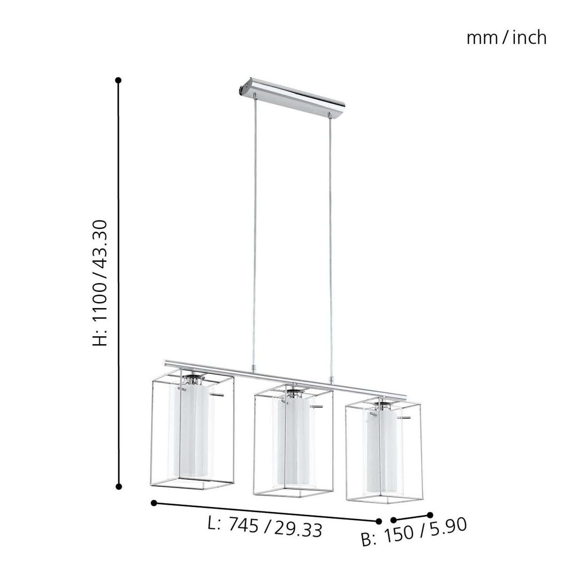 Suspension verre blanc LONCINO 1 E27 3X60W