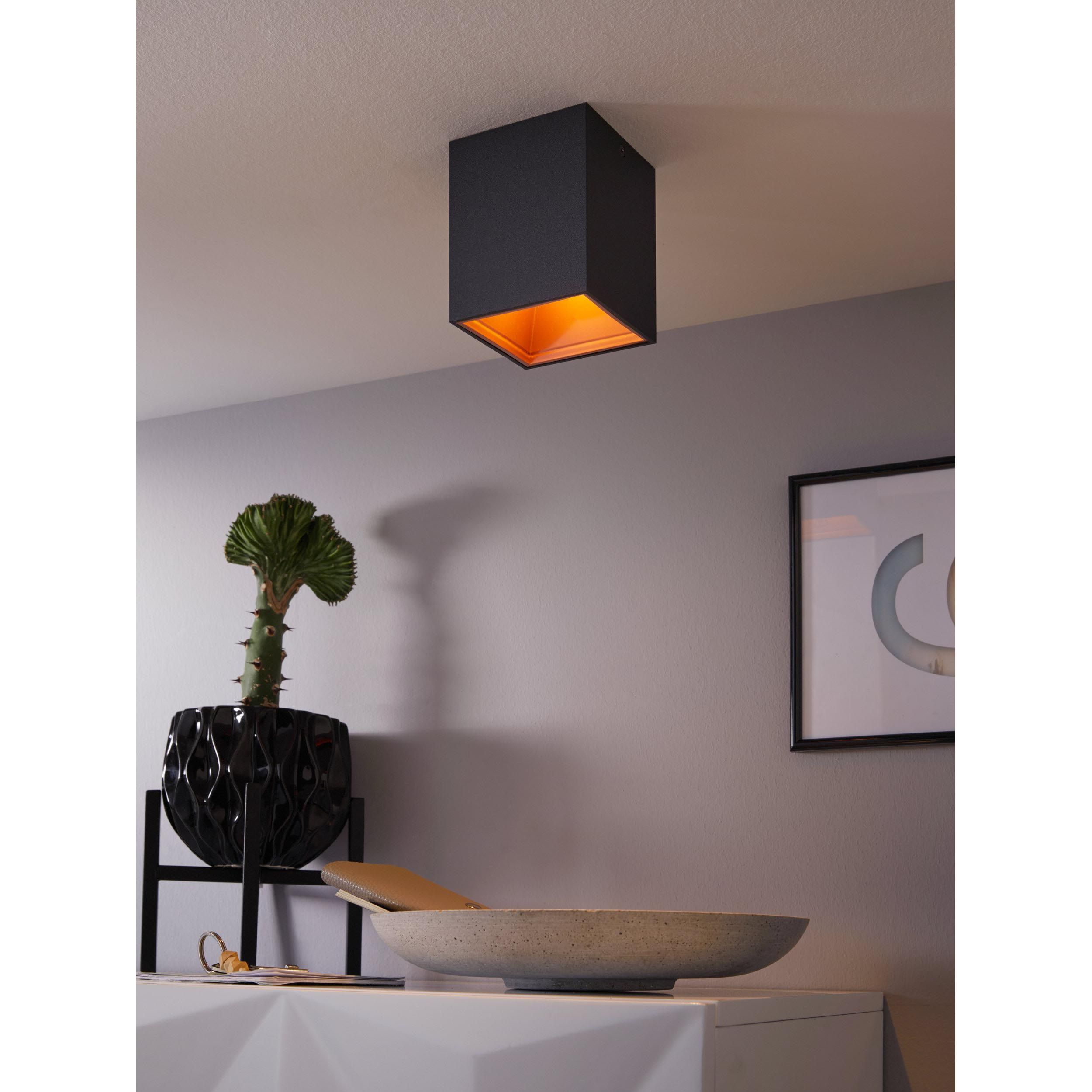 Plafonnier plastique noir/cuivre POLASSO carré LED INT 1X3,3W