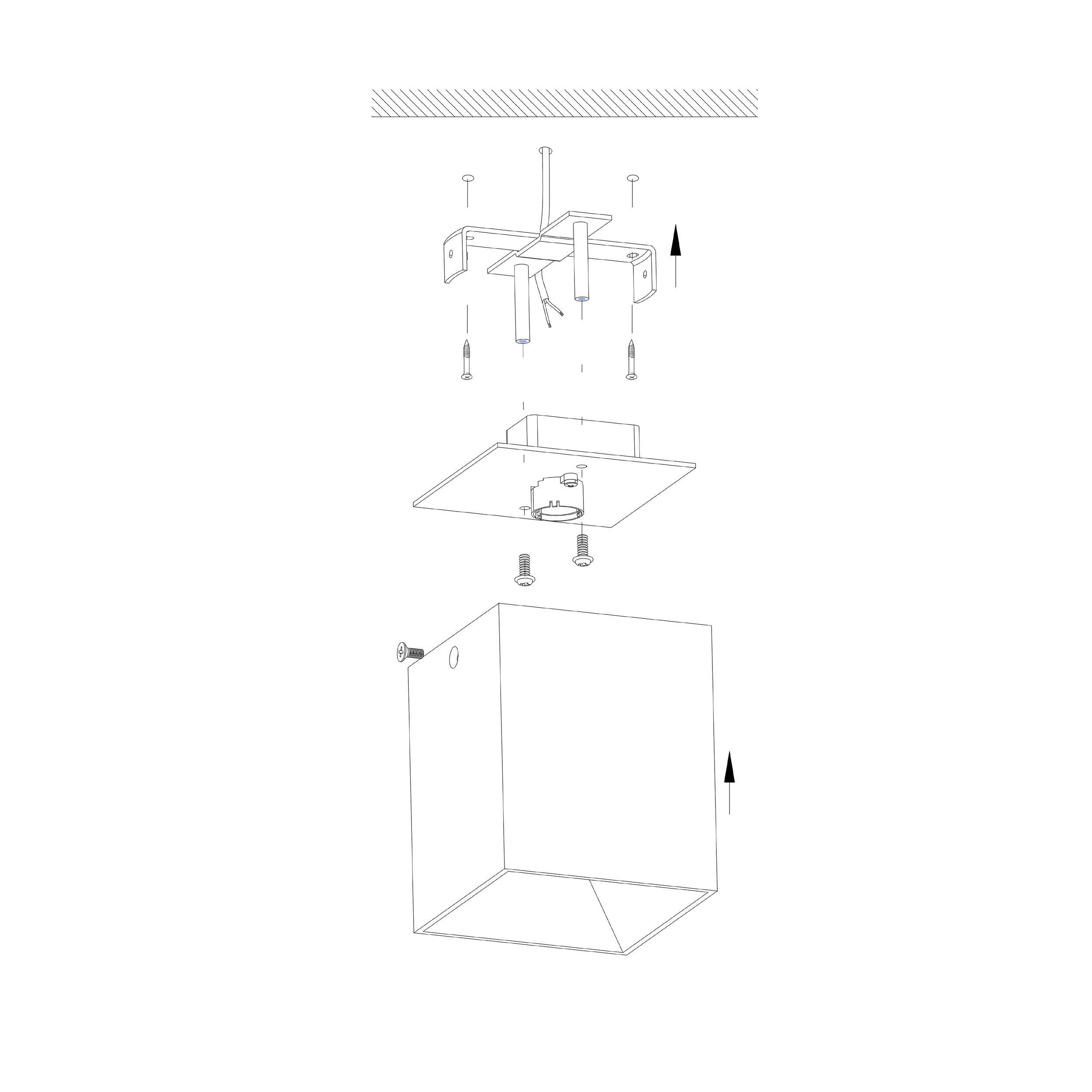 Plafonnier plastique noir/cuivre POLASSO carré LED INT 1X3,3W