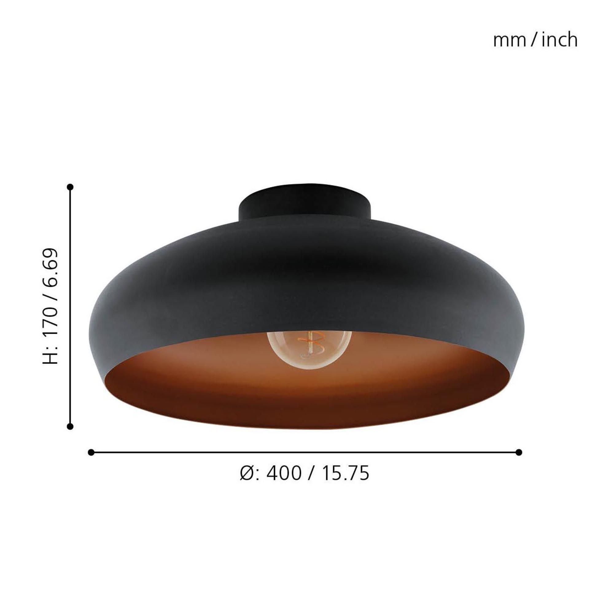 Plafonnier métal noir/cuivre MOGANO E27 1X60W