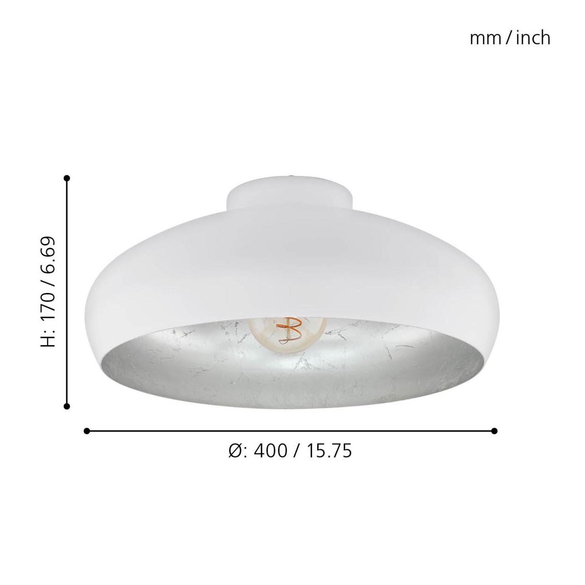 Plafonnier métal blanc MOGANO E27 1X60W