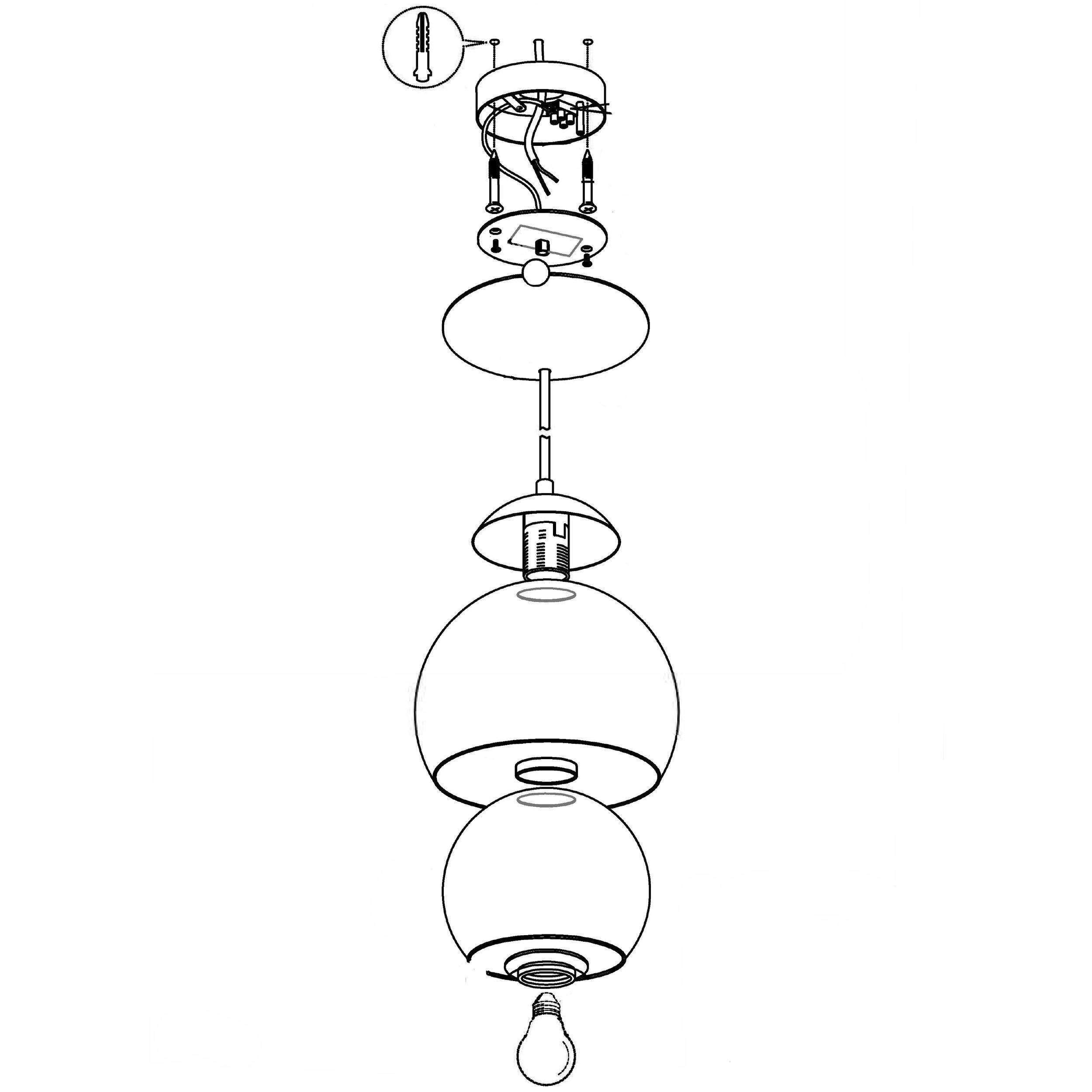 Suspension verre cuivre ROCAMAR E27 1X40W