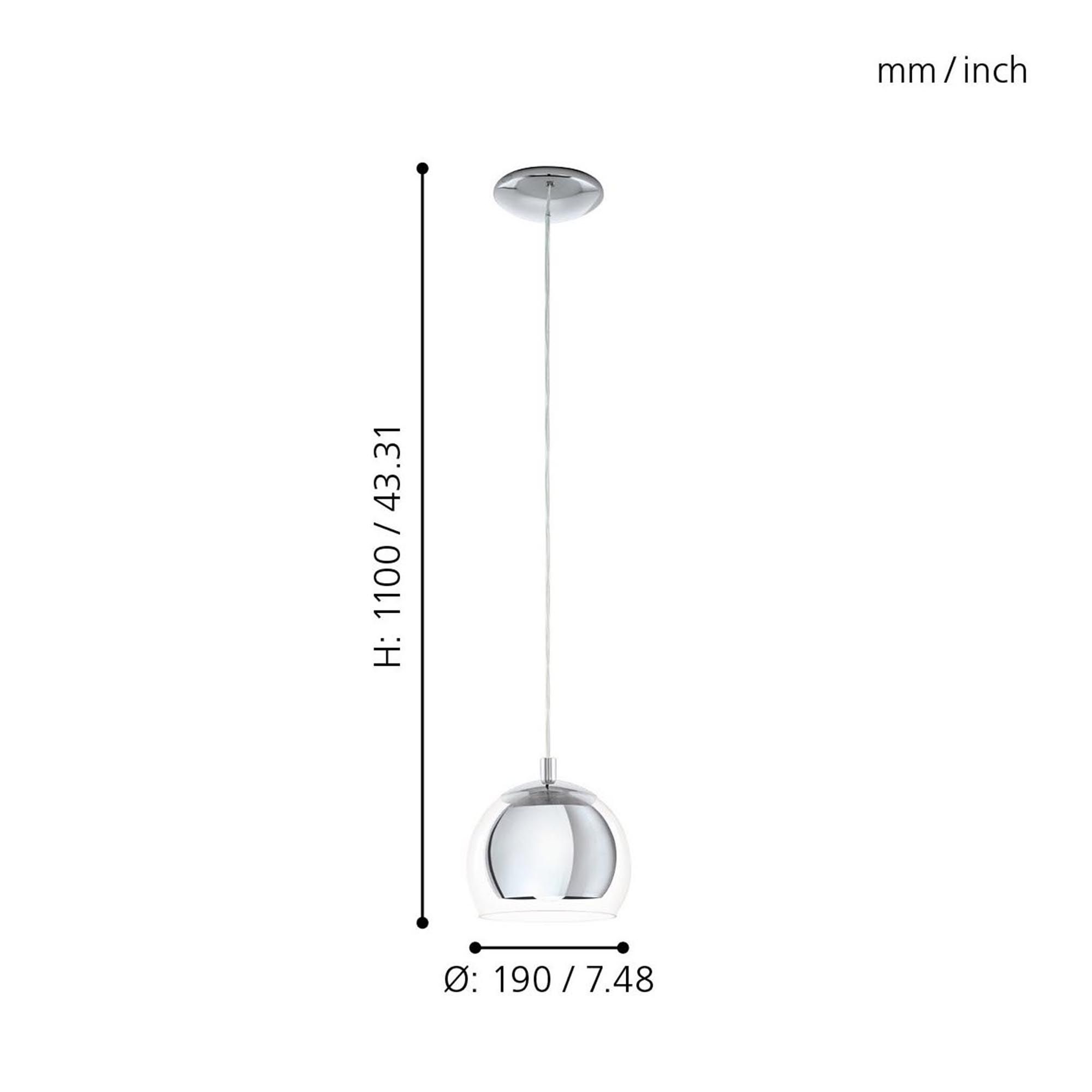 Suspension verre argenté ROCAMAR E27 1X40W