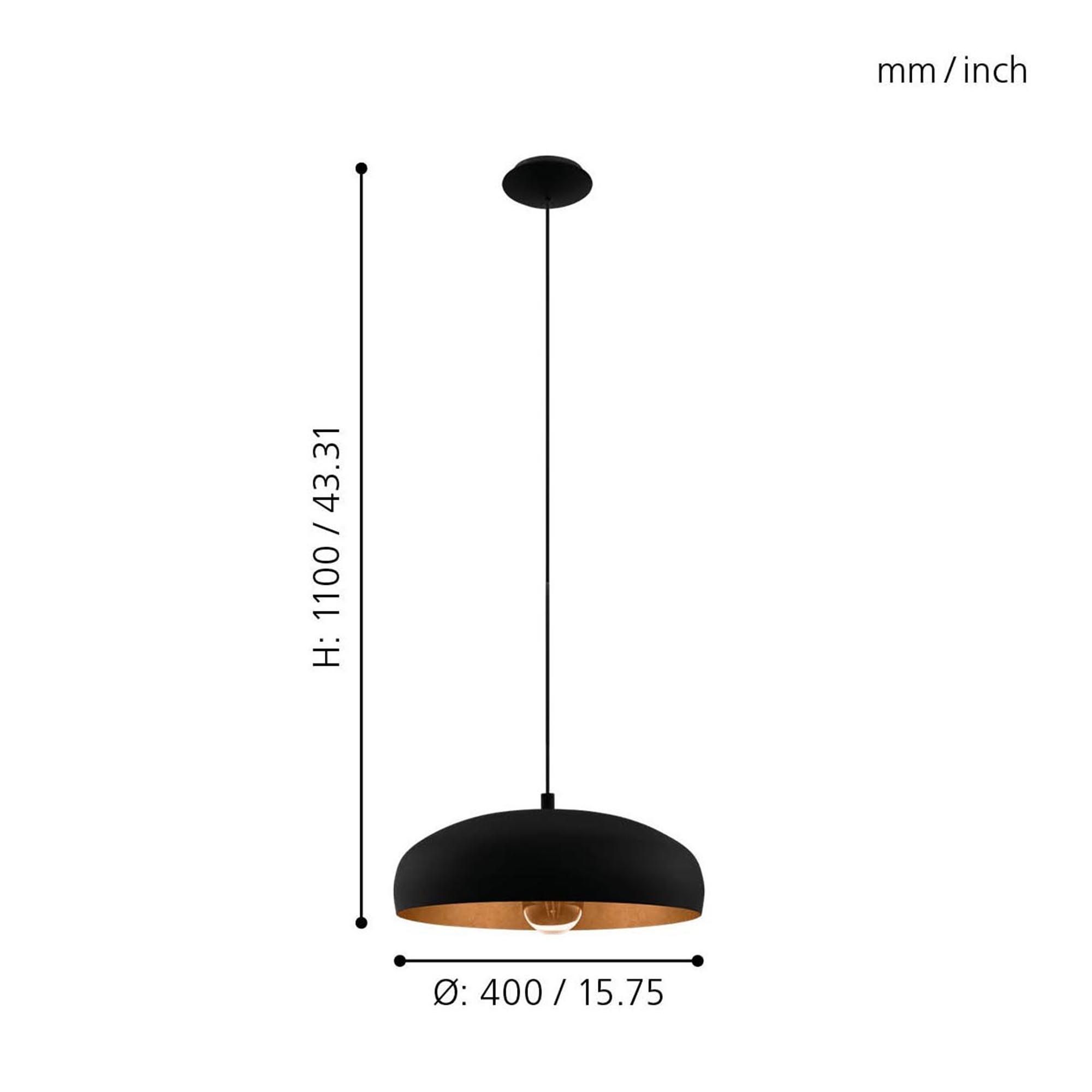 Suspension métal noir MOGANO 1 E27 1X60W