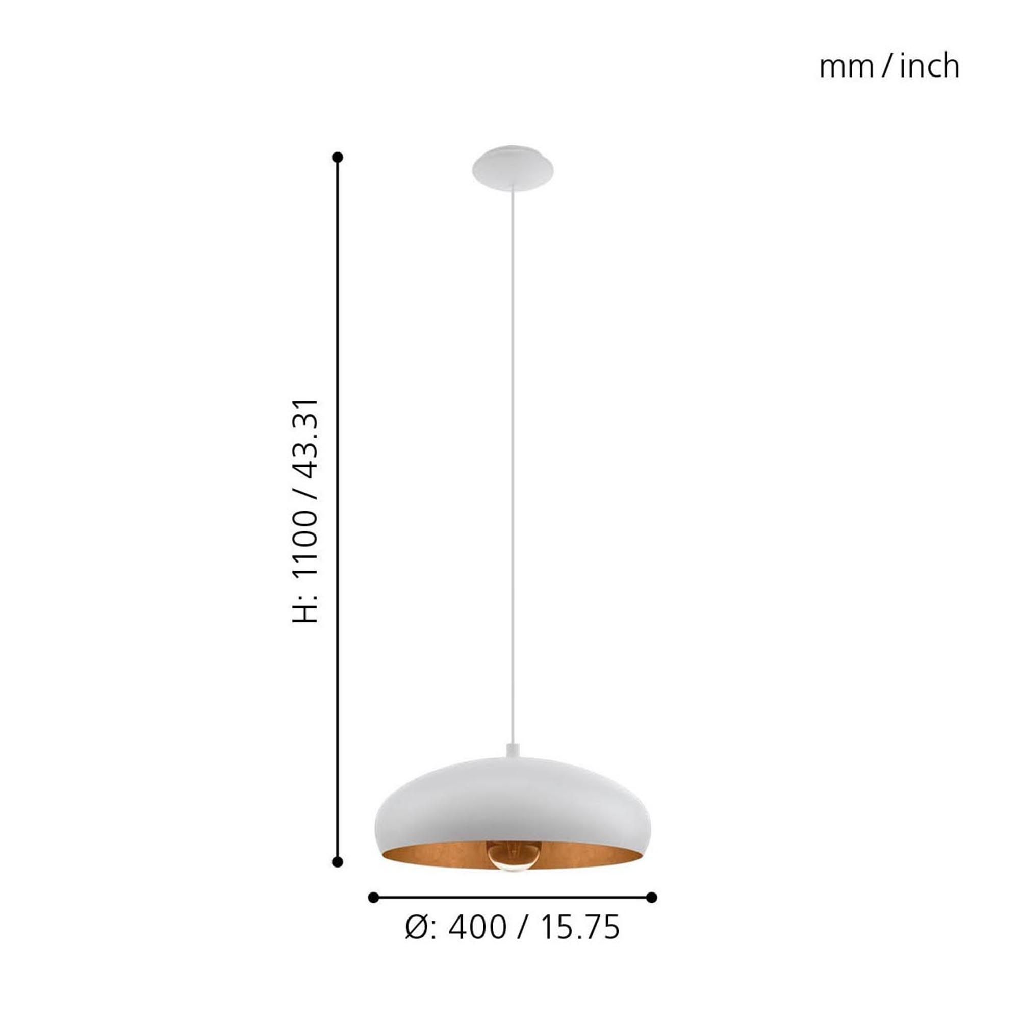 Suspension métal blanc MOGANO 1 E27 1X60W