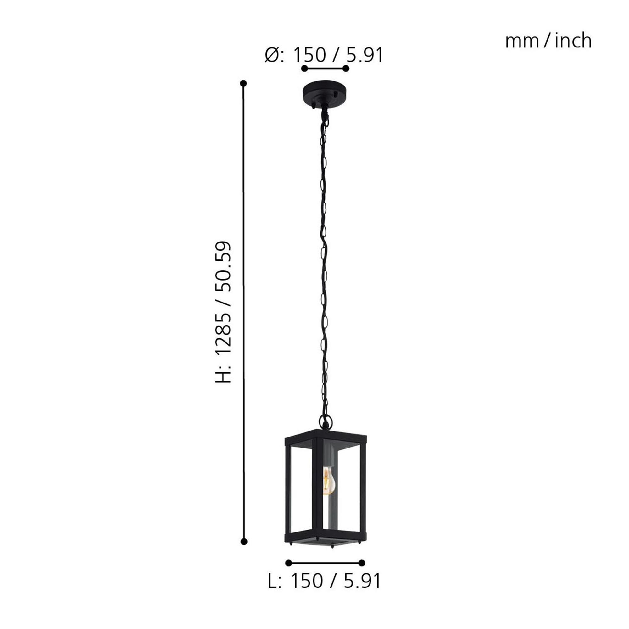 Suspension extérieure métal noir ALAMONTE 1 E27 1X60W