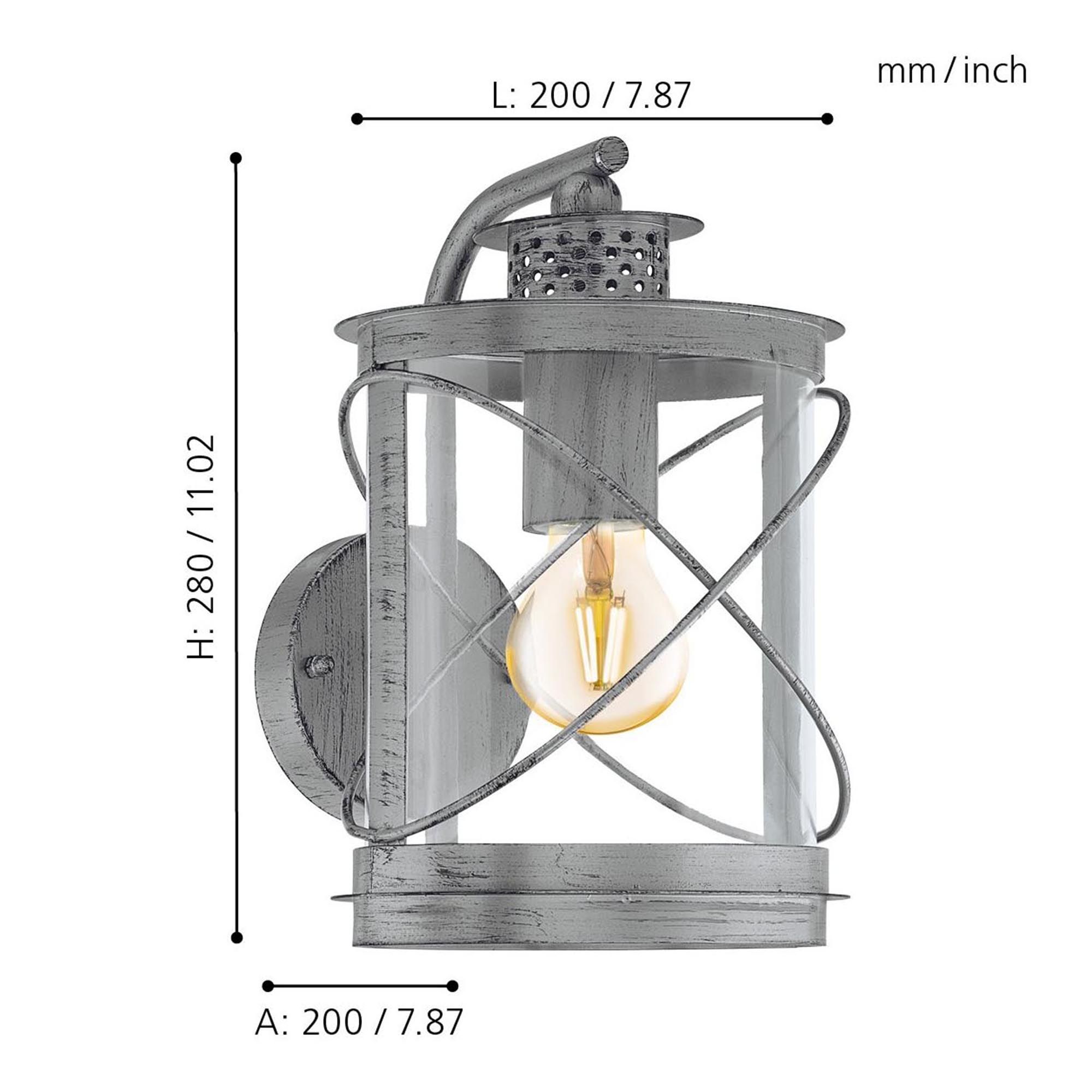 Applique extérieure métal gris HILBURN 1 E27 1X60W