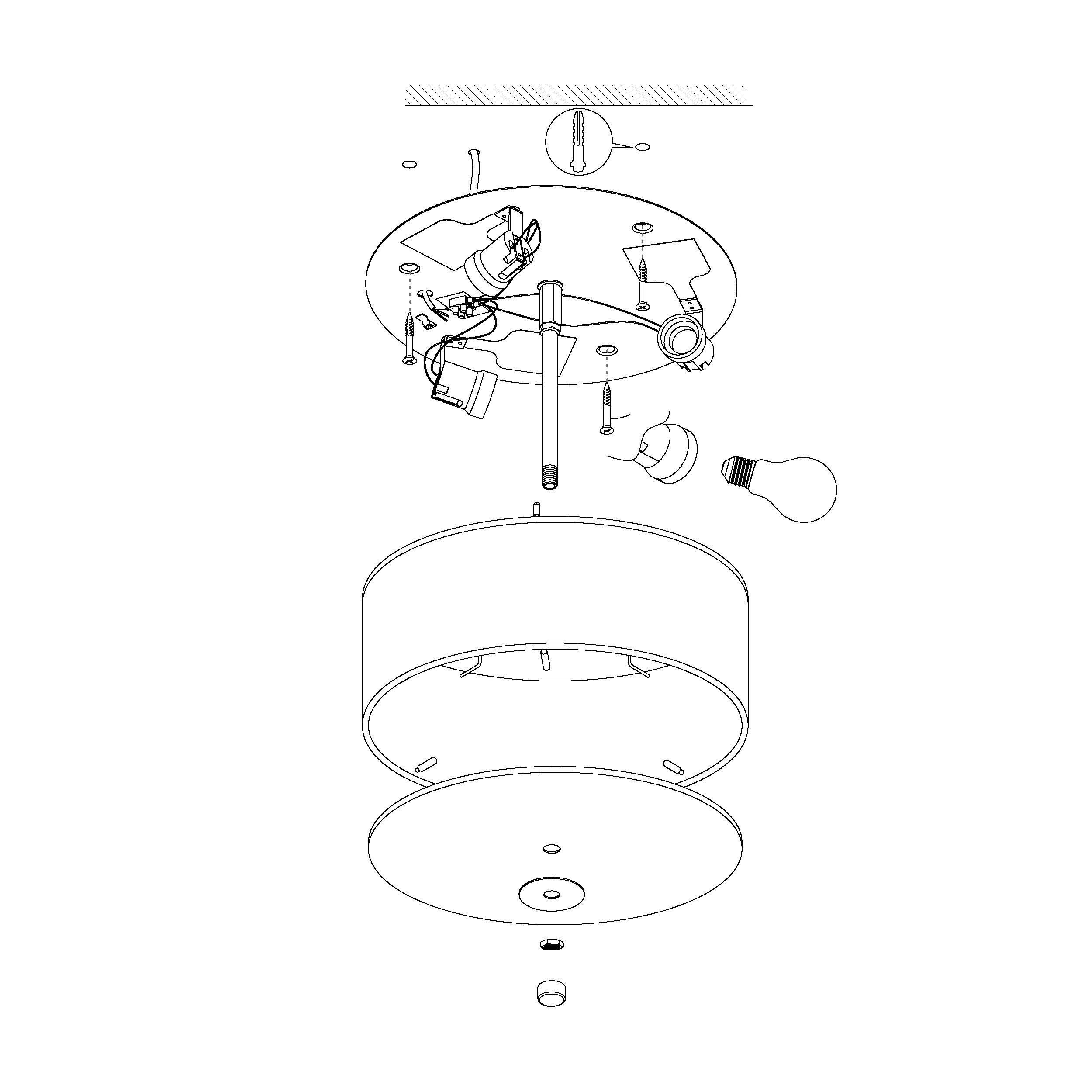 Plafonnier tissu blanc PASTERI D47,5CM E27 3X25W