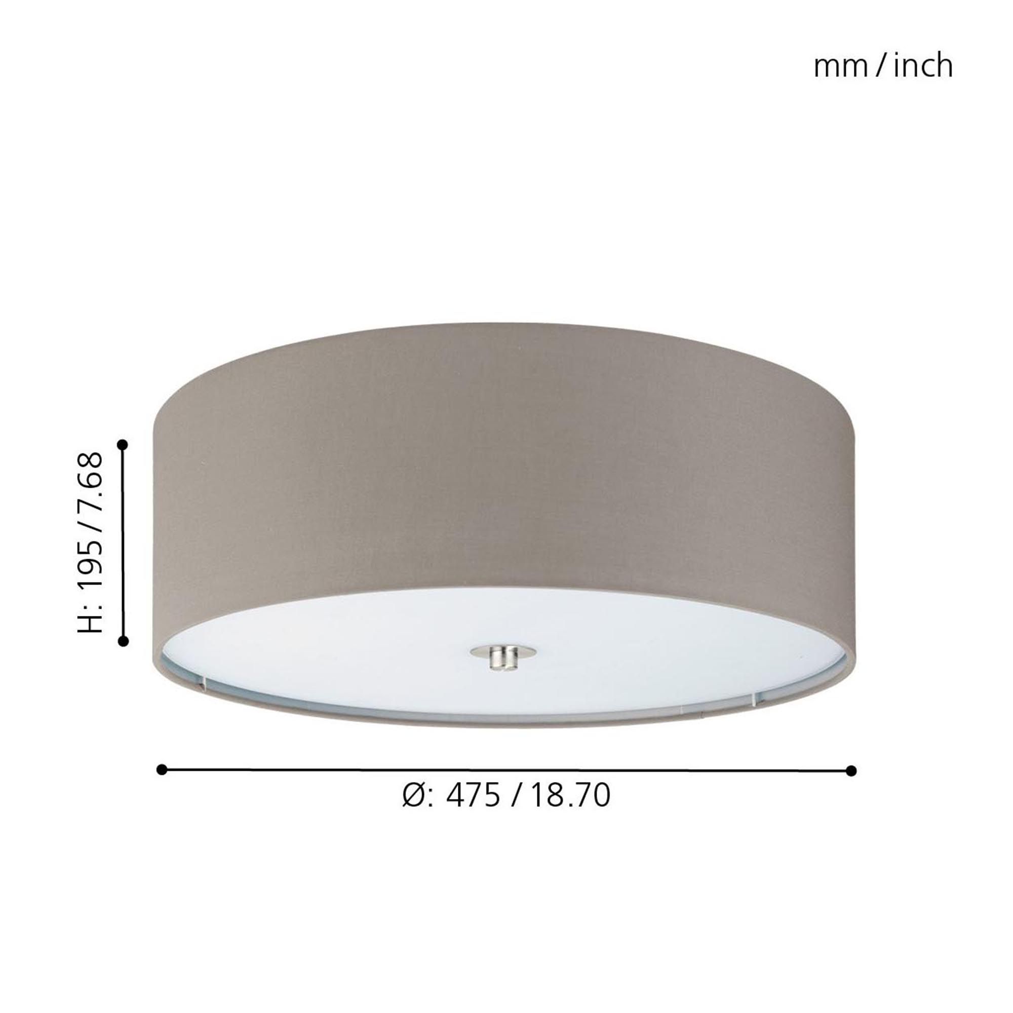 Plafonnier tissu taupe PASTERI D47,5CM E27 3X25W