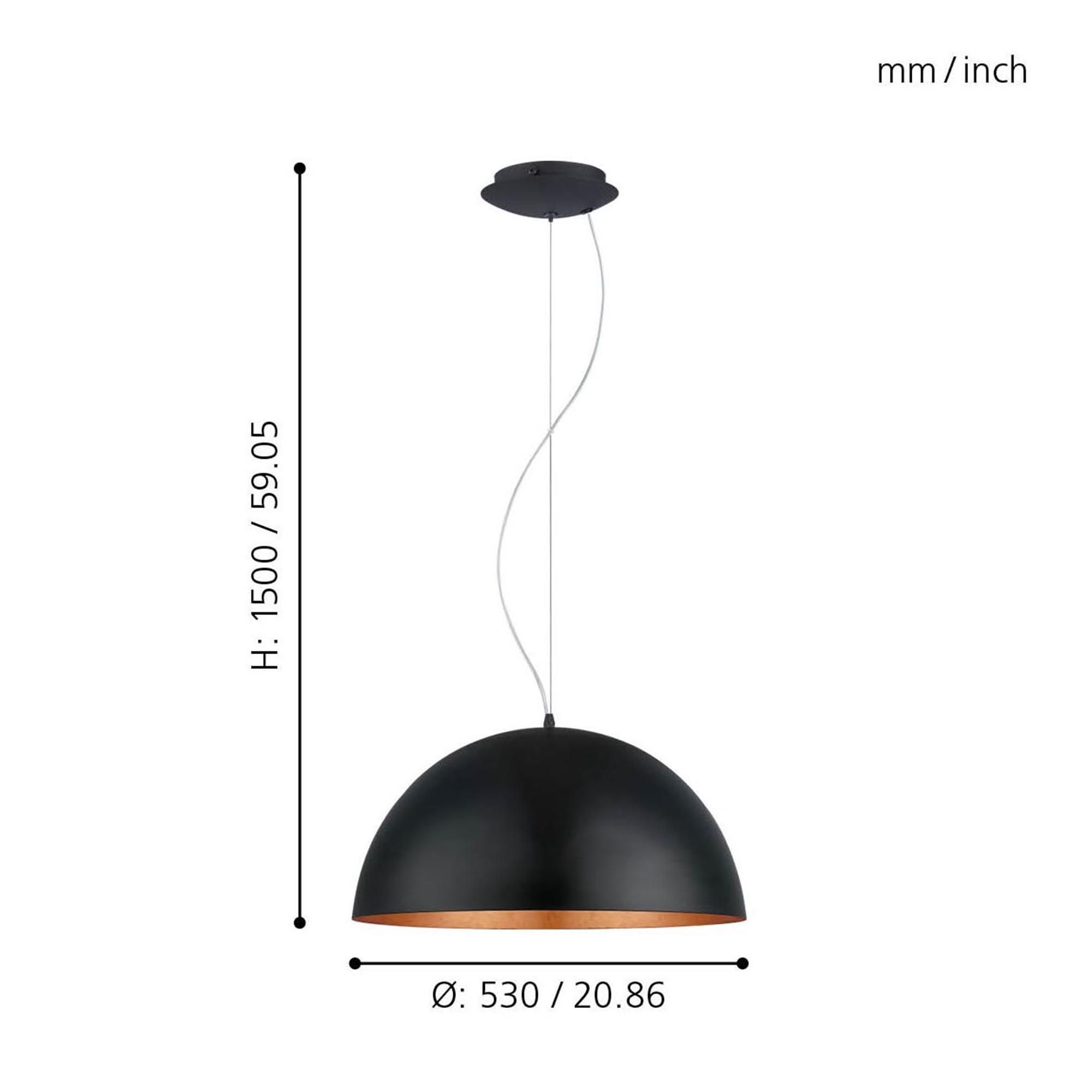 Suspension métal noir GAETANO 1 D53CM E27 1X60W