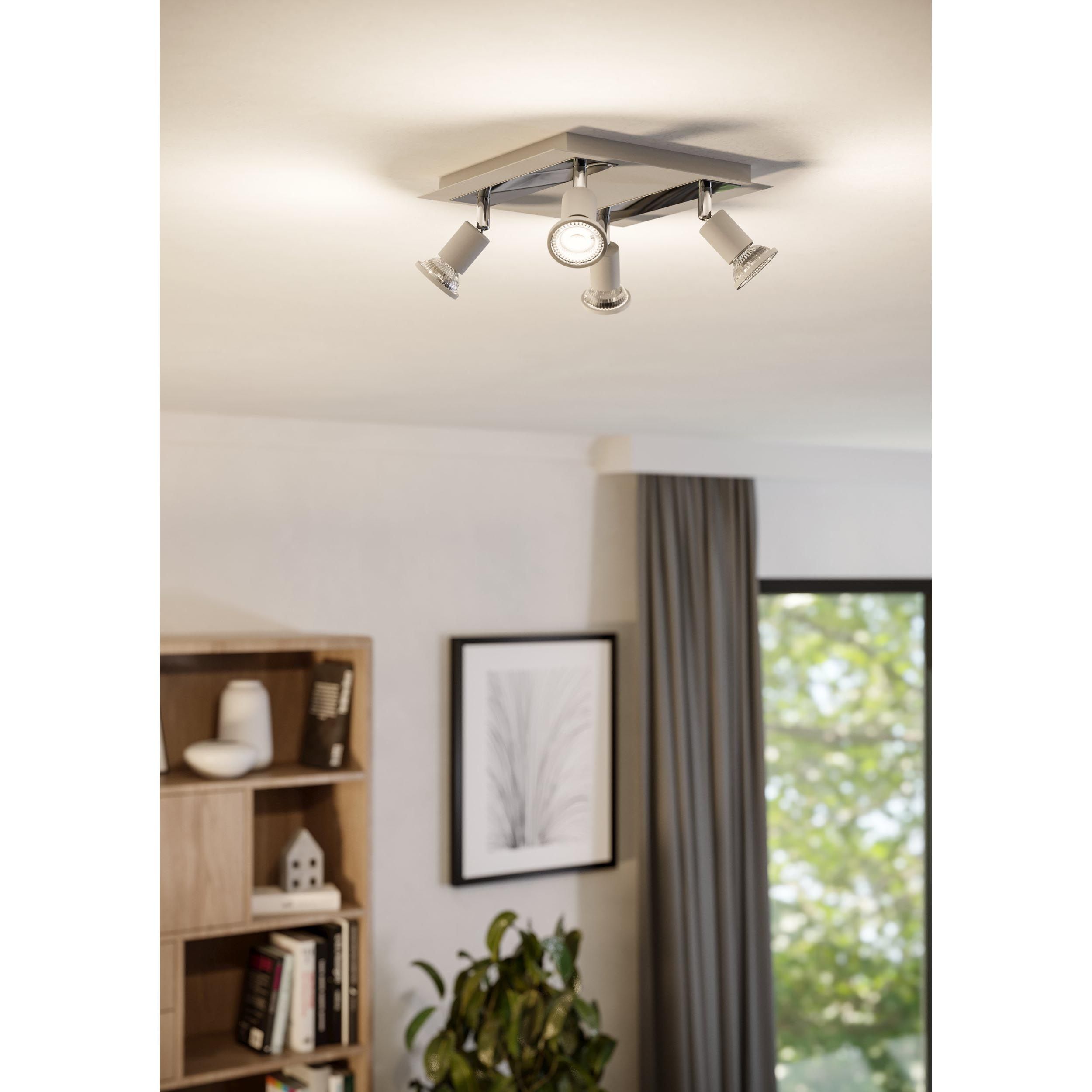 Spot de plafond réglette/plaf métal blanc SARRIA GU10 4X4,5W