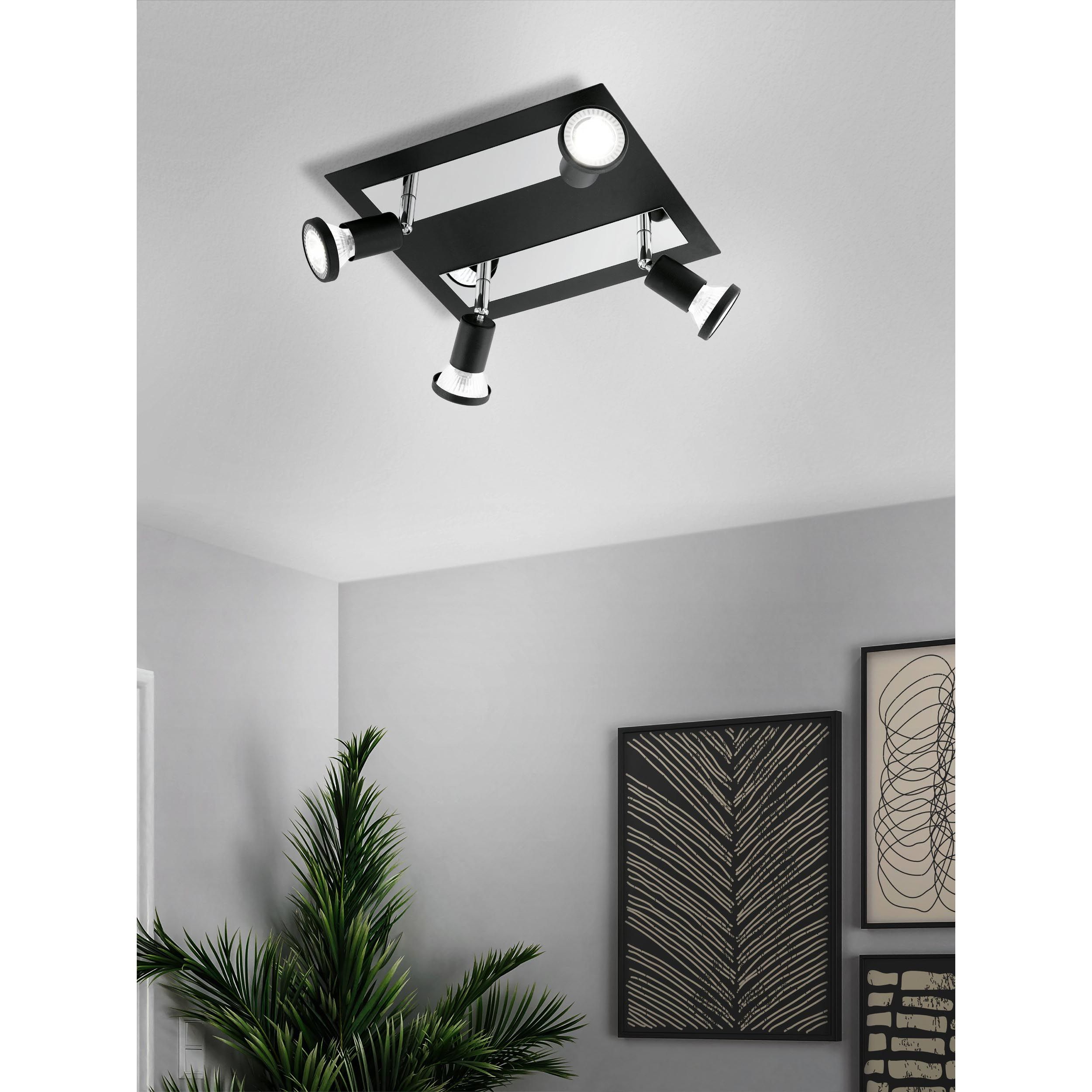 Spot de plafond réglette/plaf métal noir SARRIA GU10 4X4,5W