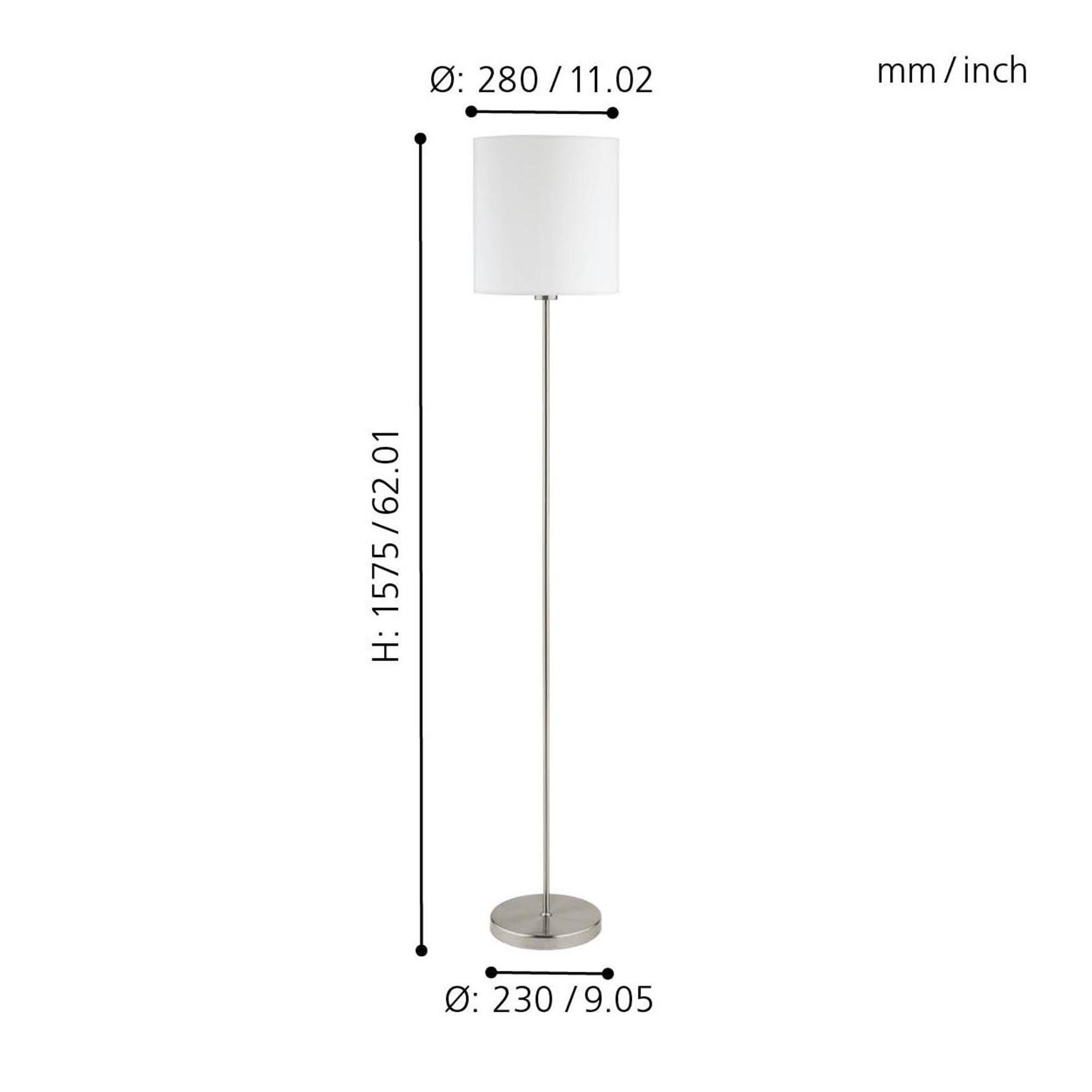 Lampadaire tissu blanc PASTERI E27 1X60W