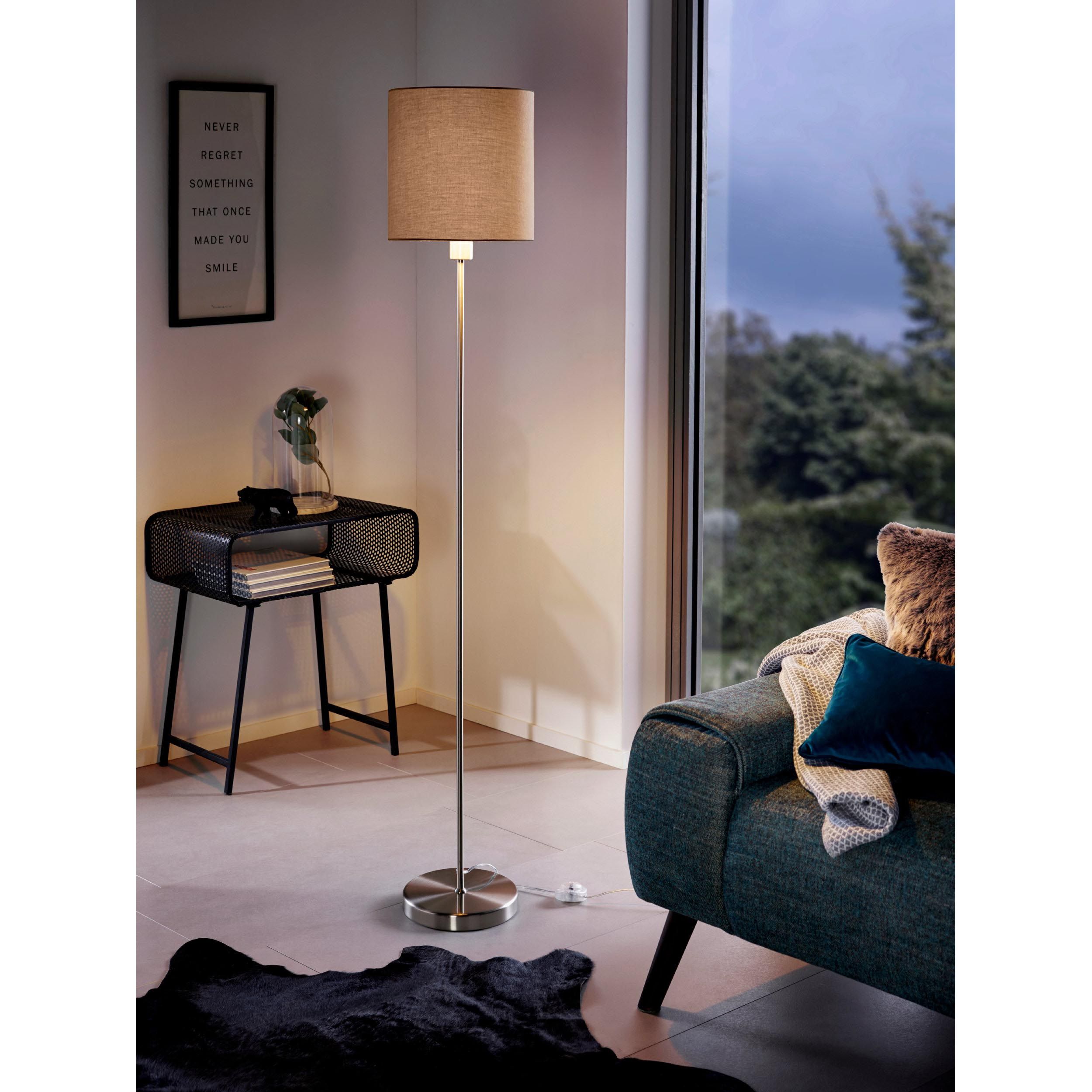 Lampadaire tissu taupe PASTERI E27 1X60W