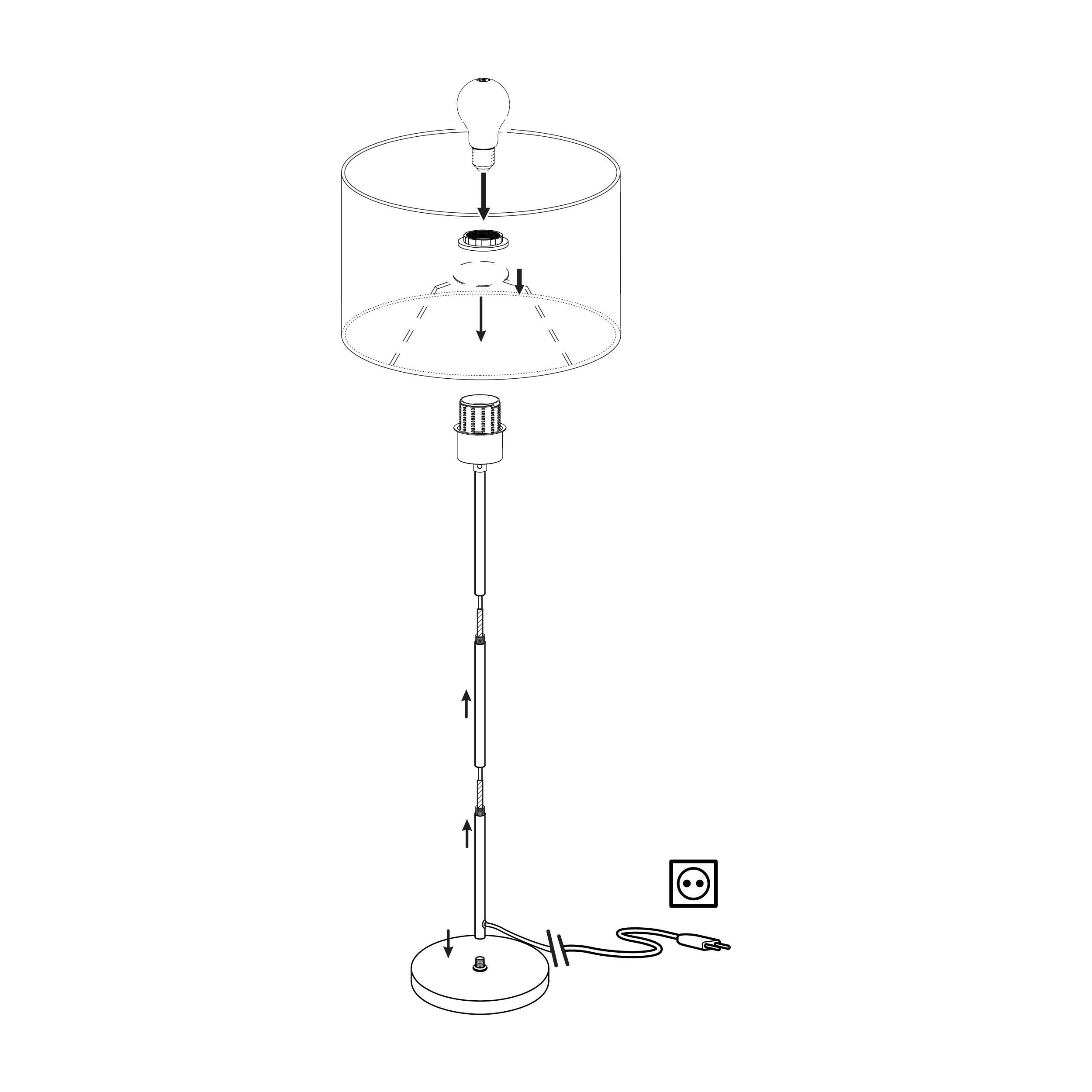 Lampadaire tissu noir MASERLO E27 1X60W