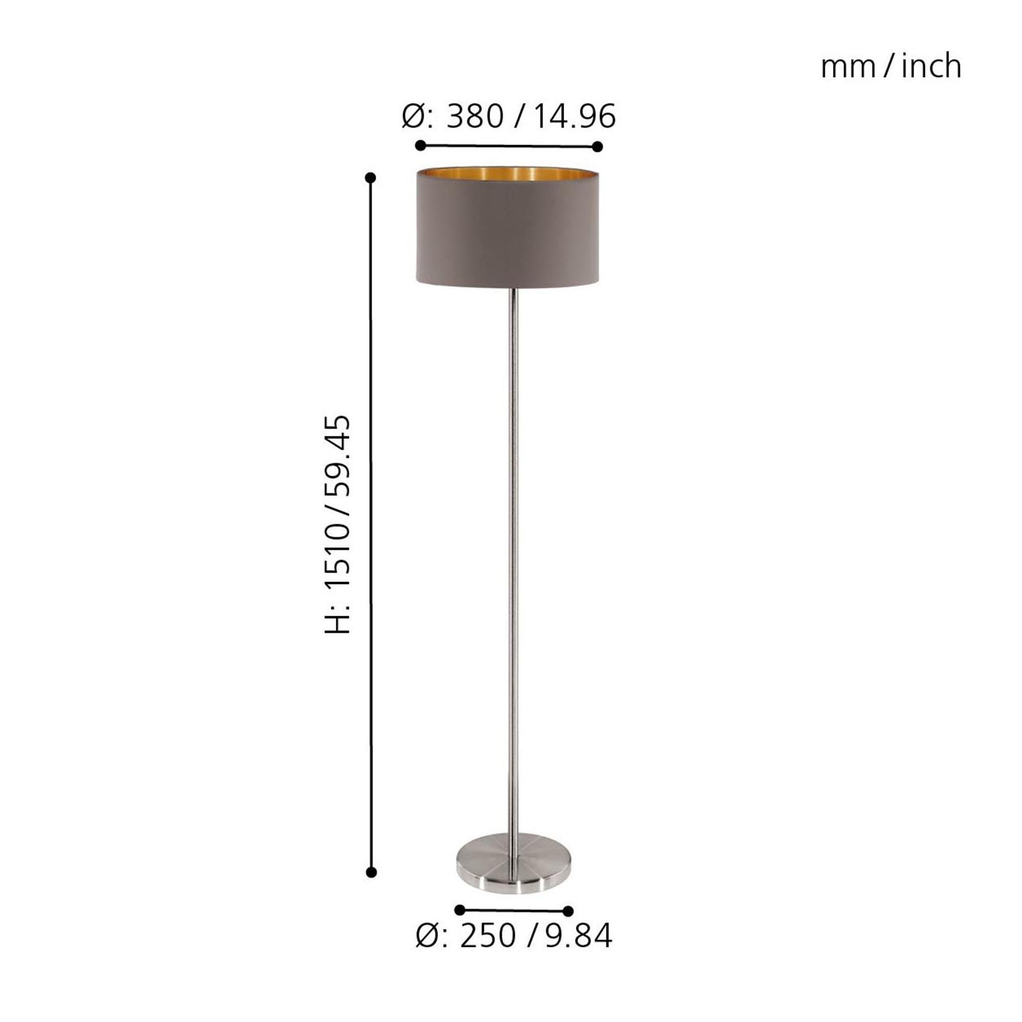 Lampadaire tissu marron MASERLO E27 1X60W