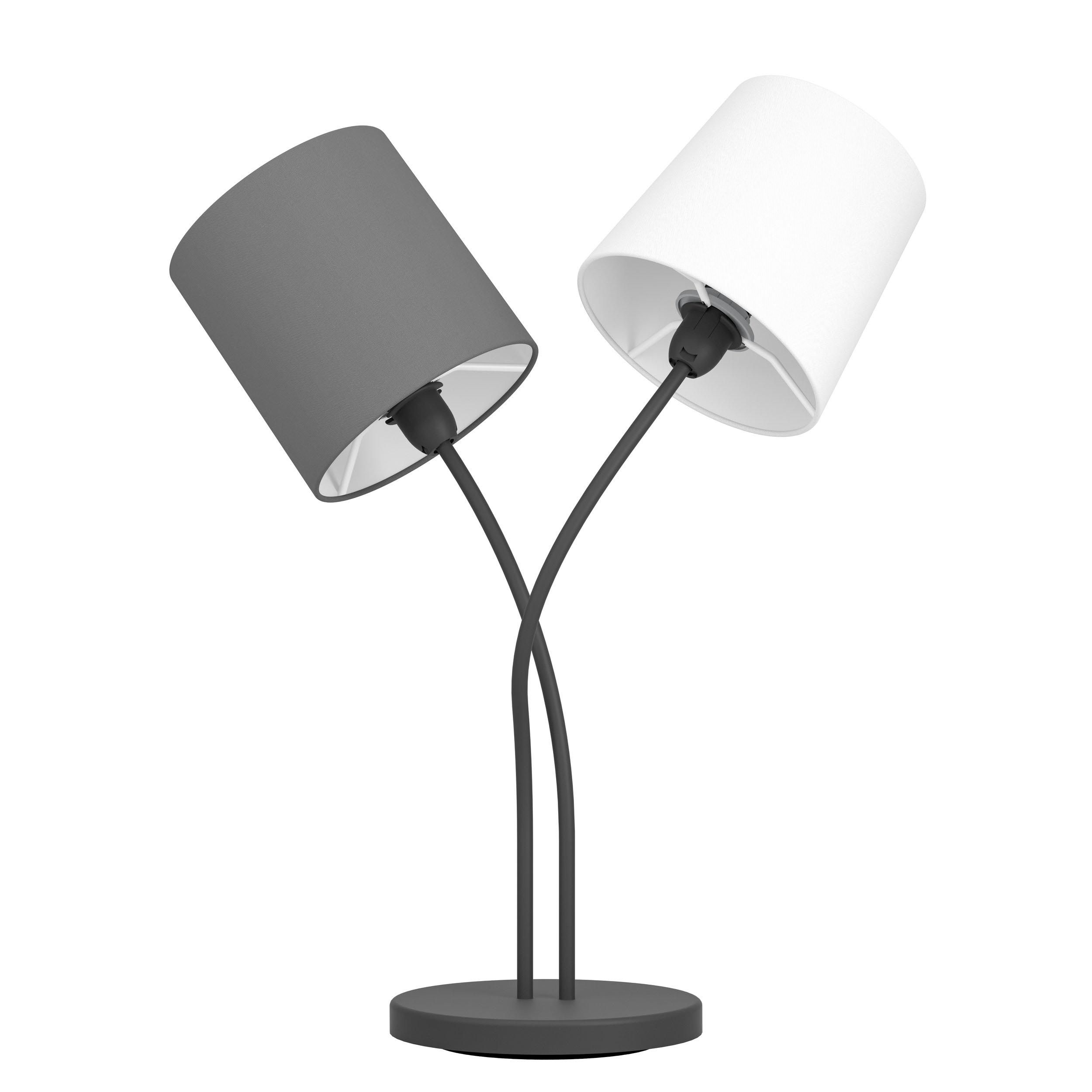 Lampe de table tissu gris ALMEIDA E14 2X40W