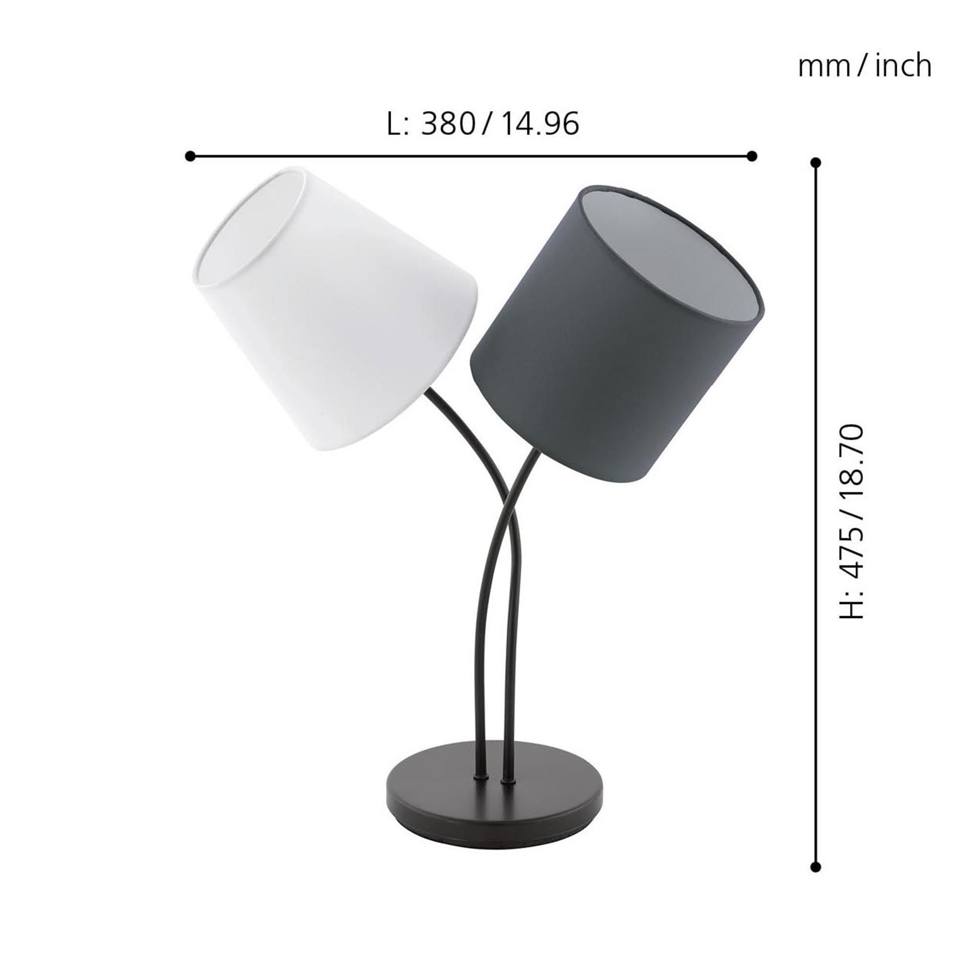 Lampe de table tissu gris ALMEIDA E14 2X40W