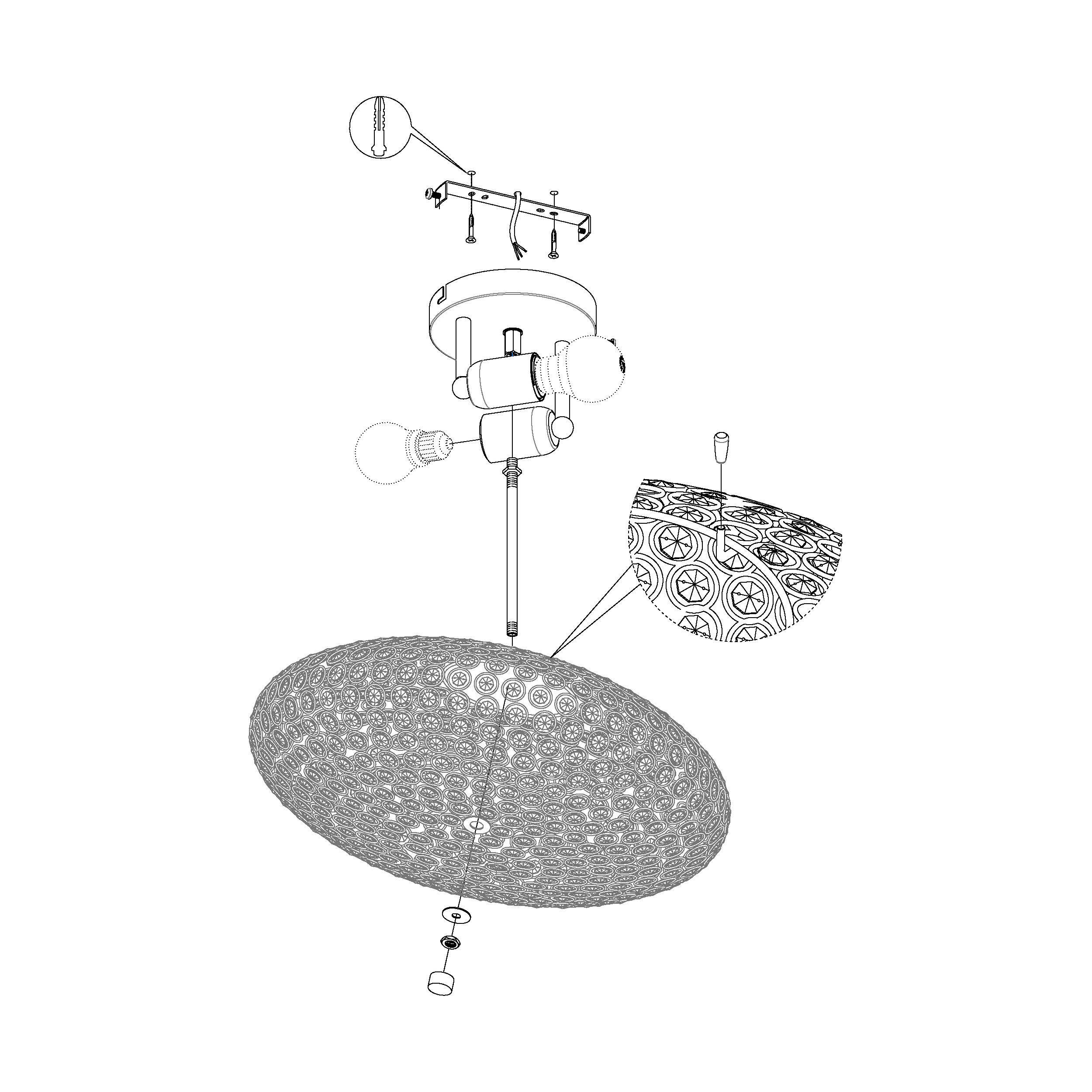 Plafonnier verre trspt CLEMENTE E27 2X60W