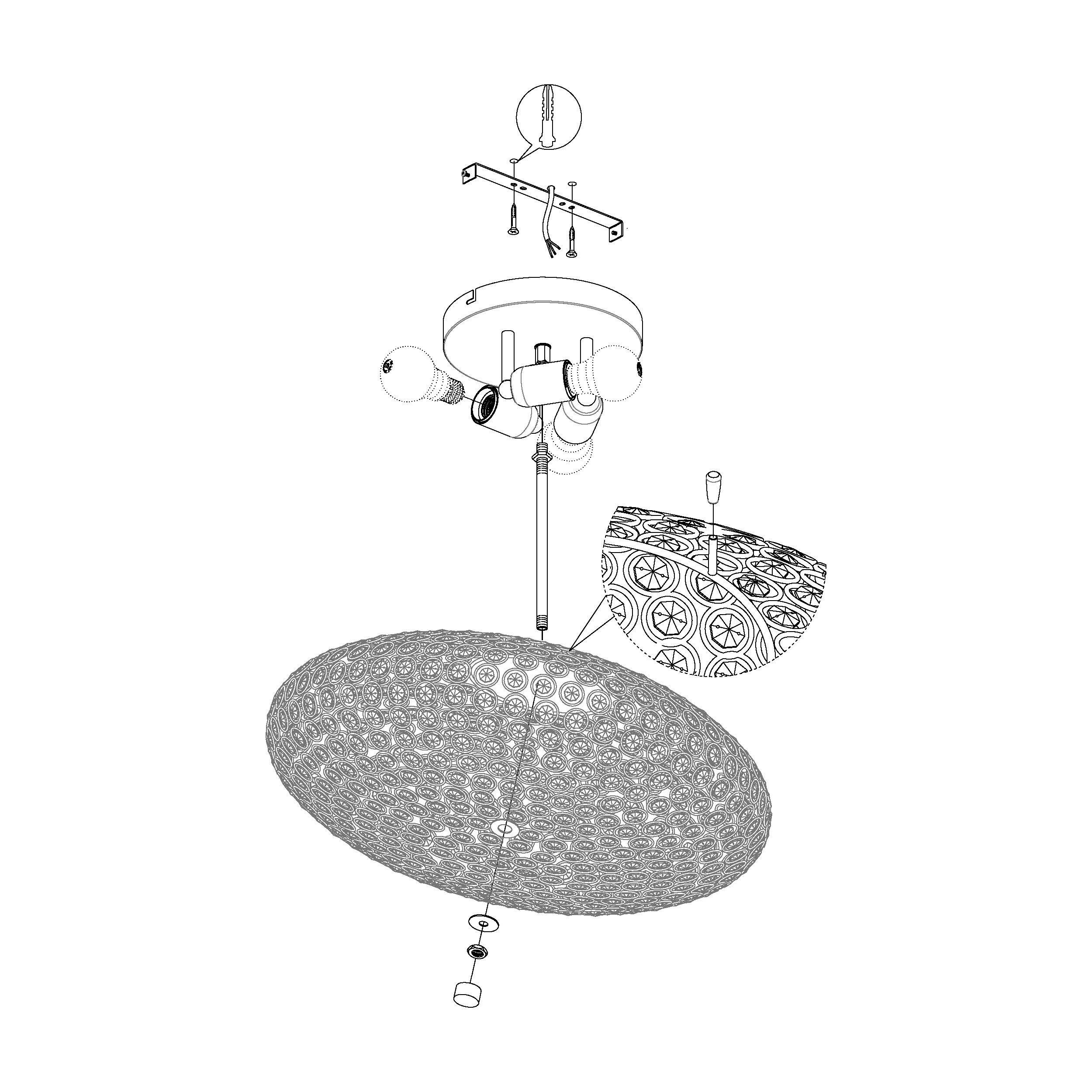 Plafonnier verre trspt CLEMENTE E27 3X60W