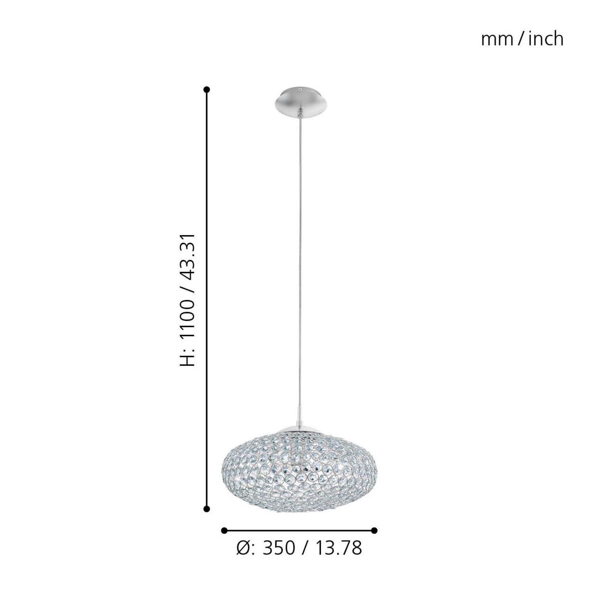 Suspension verre trspt CLEMENTE E27 1X60W