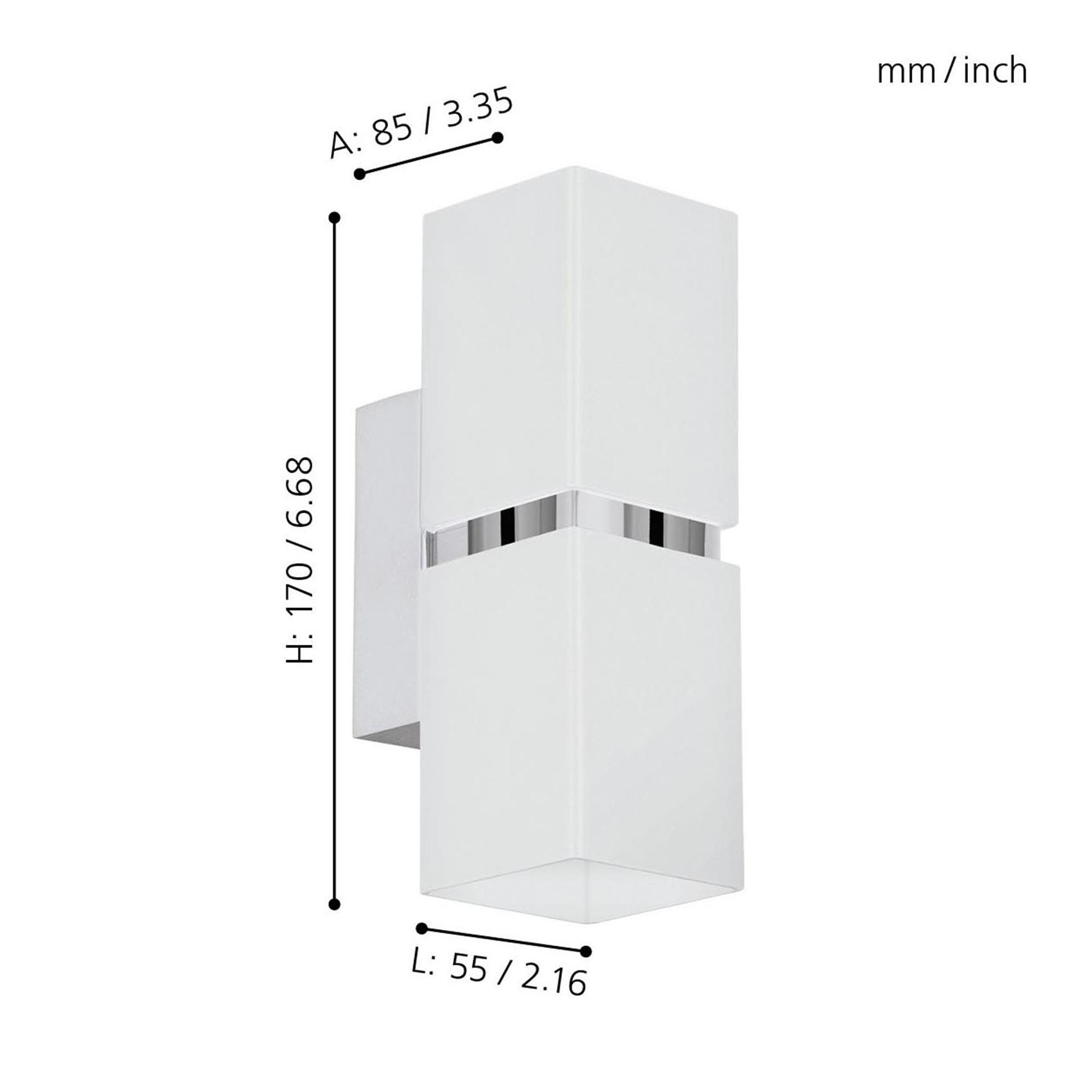 Applique murale métal blanc PASSA GU10 2X3W