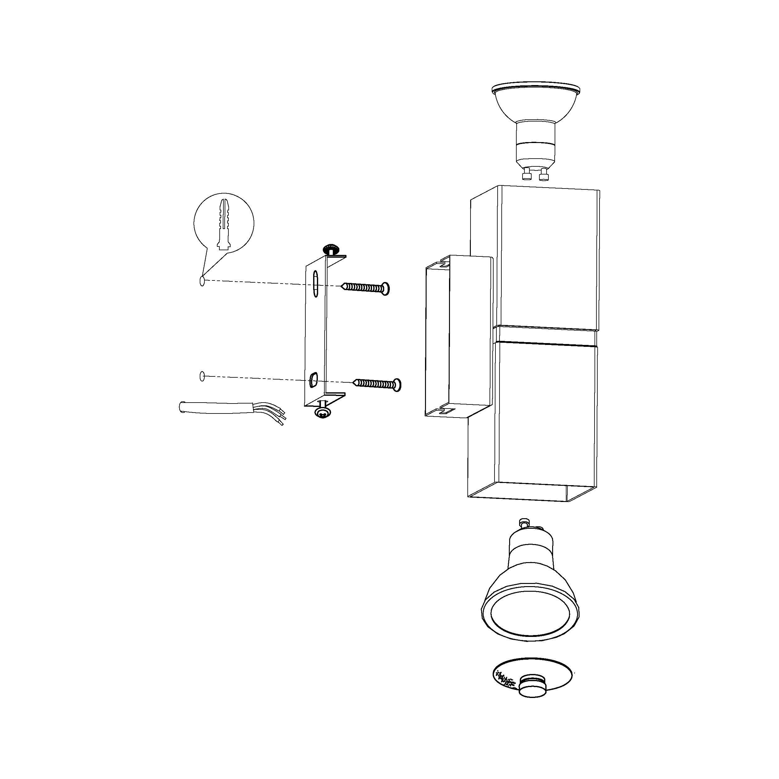 Applique murale métal noire et cuivre PASSA GU10 2X3W