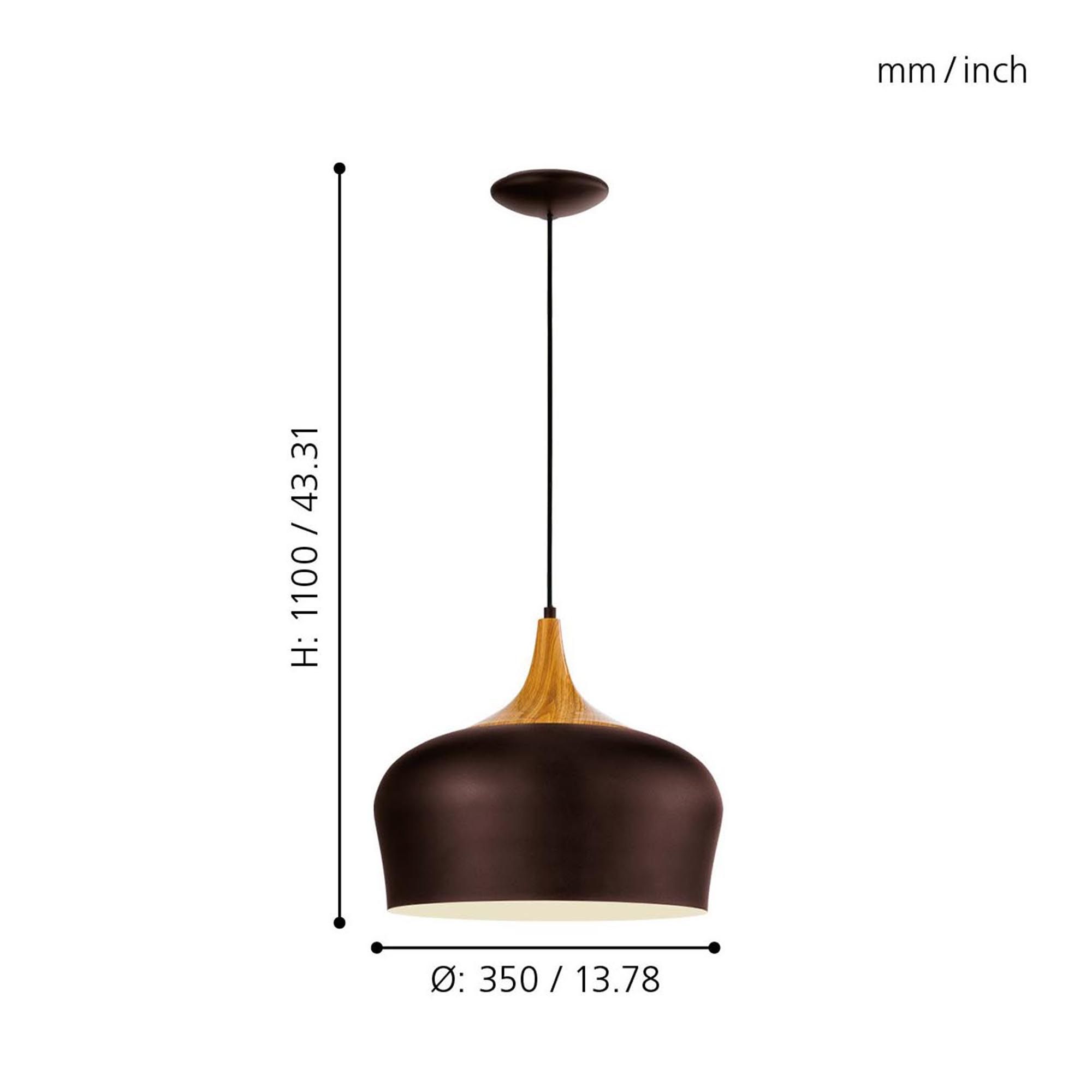 Suspension métal marron OBREGON E27 1X60W