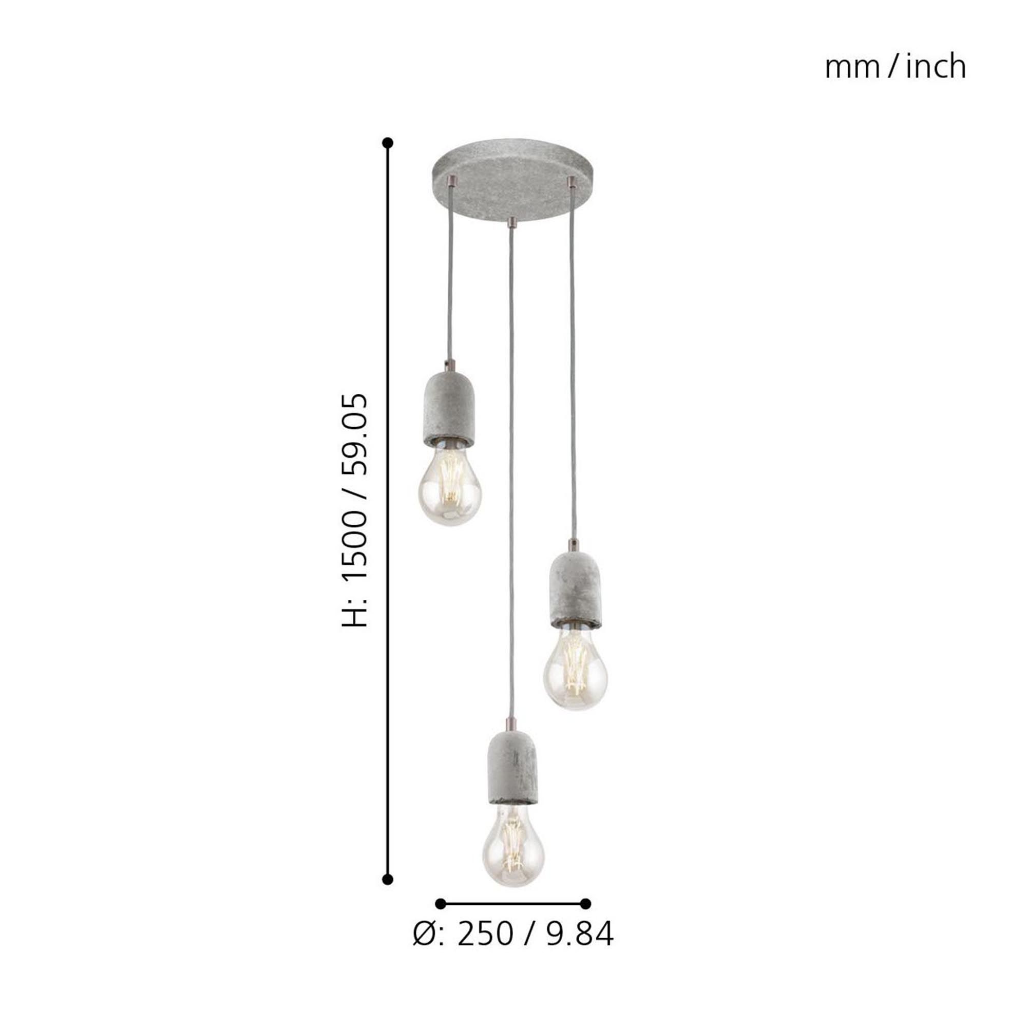 Suspension métal gris SILVARES E27 3X60W