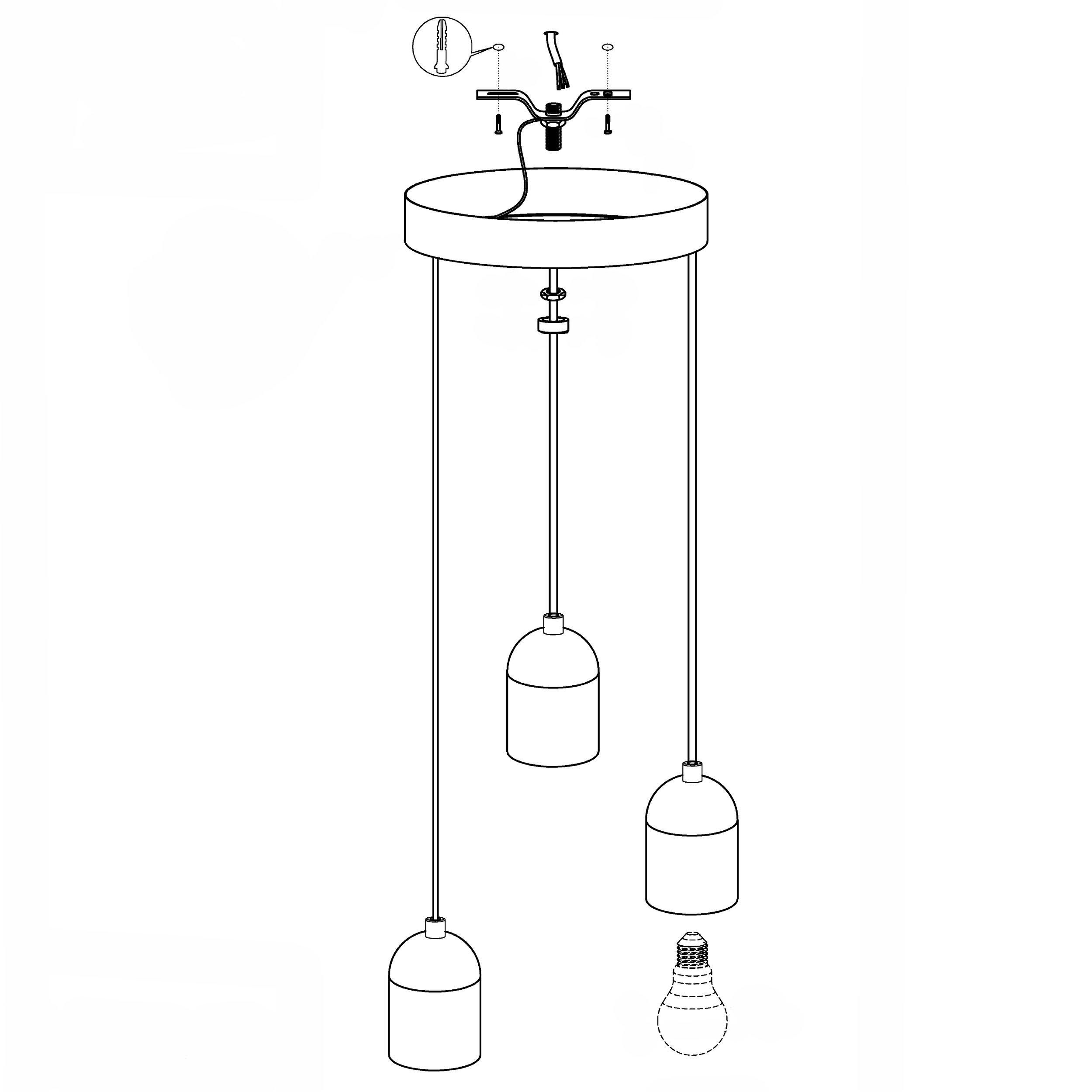 Suspension métal gris SILVARES E27 3X60W