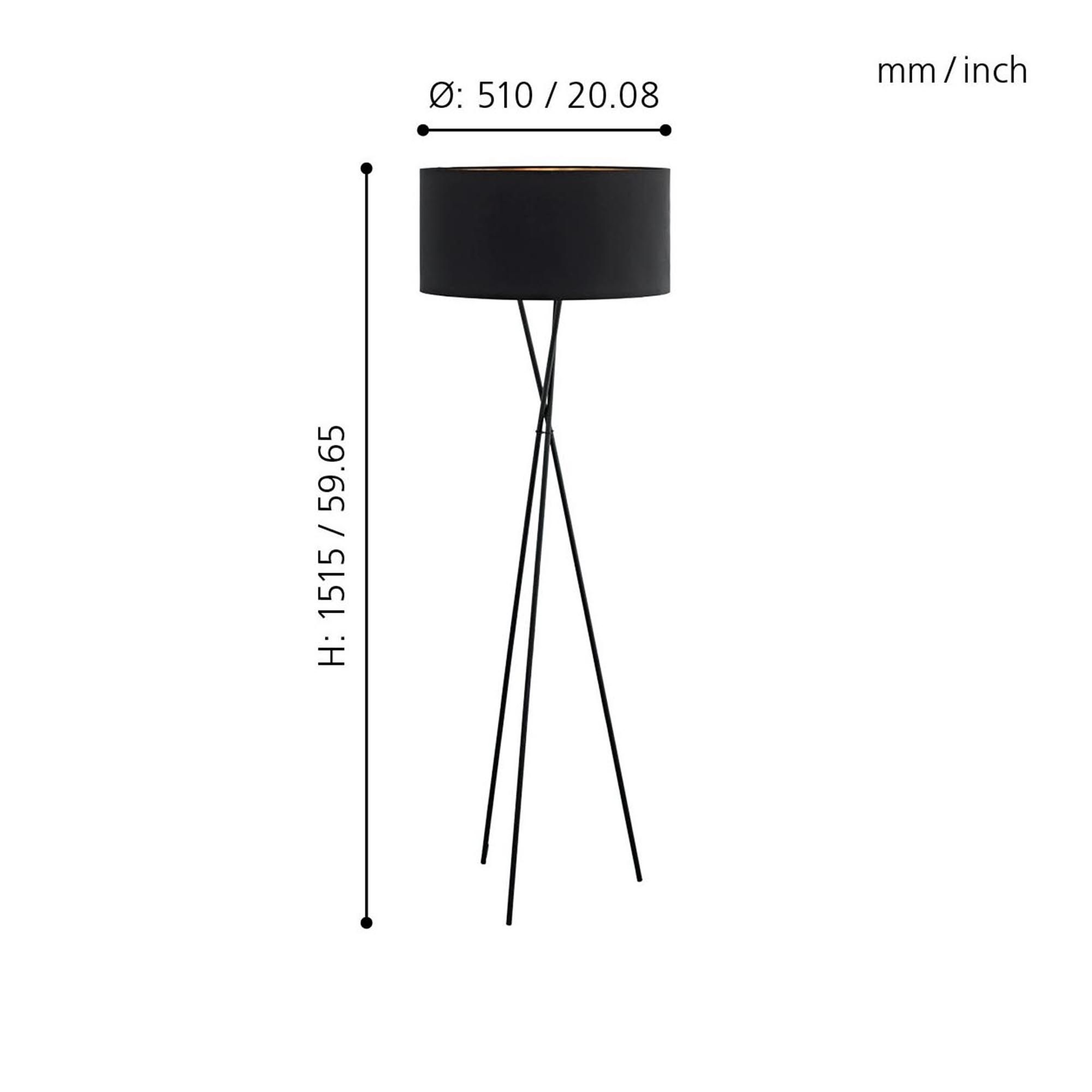 Lampadaire métal noir FONDACHELLI E27 1X60W