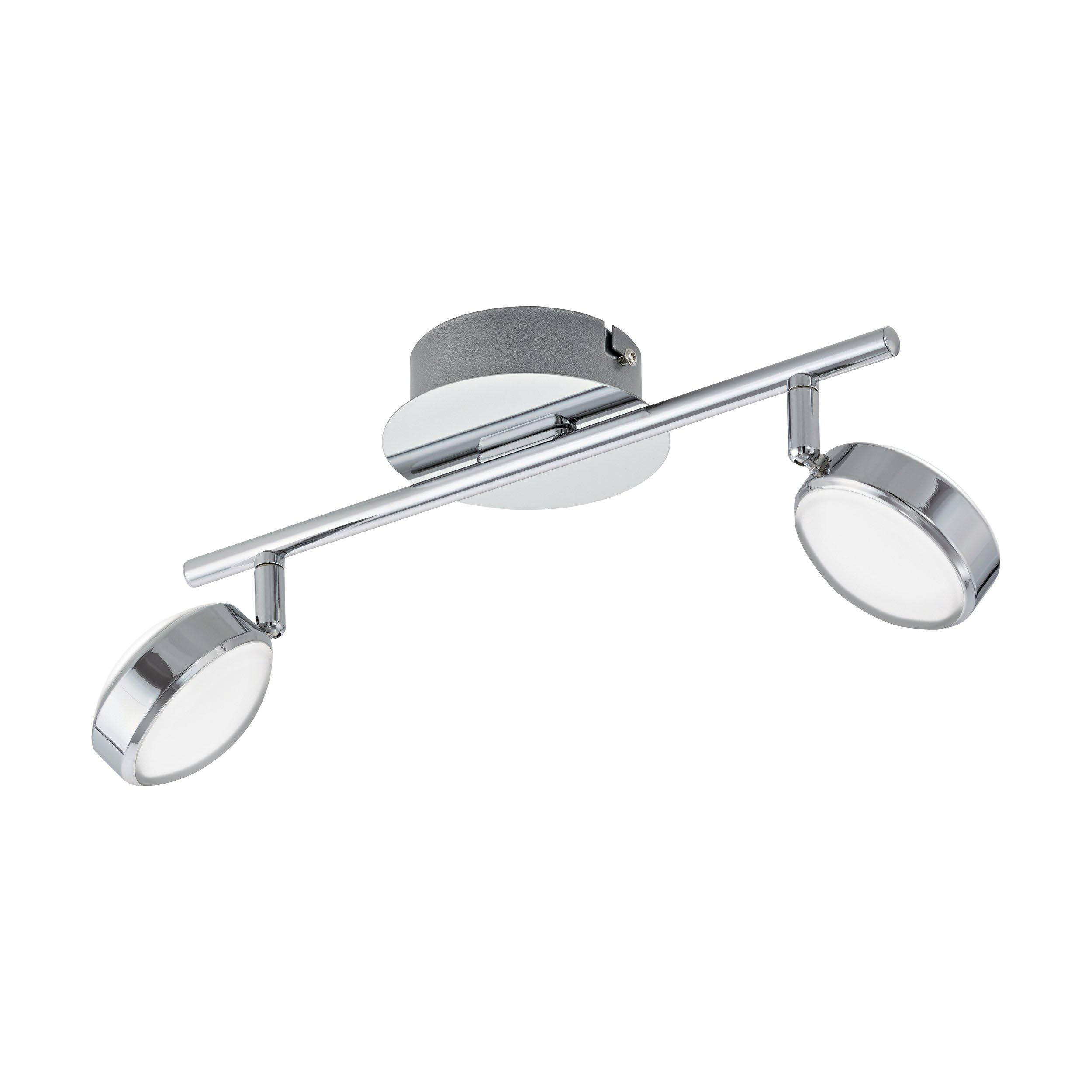 Spot de plafond réglette/plaf métal argenté SALTO LED INT 2X5,4W