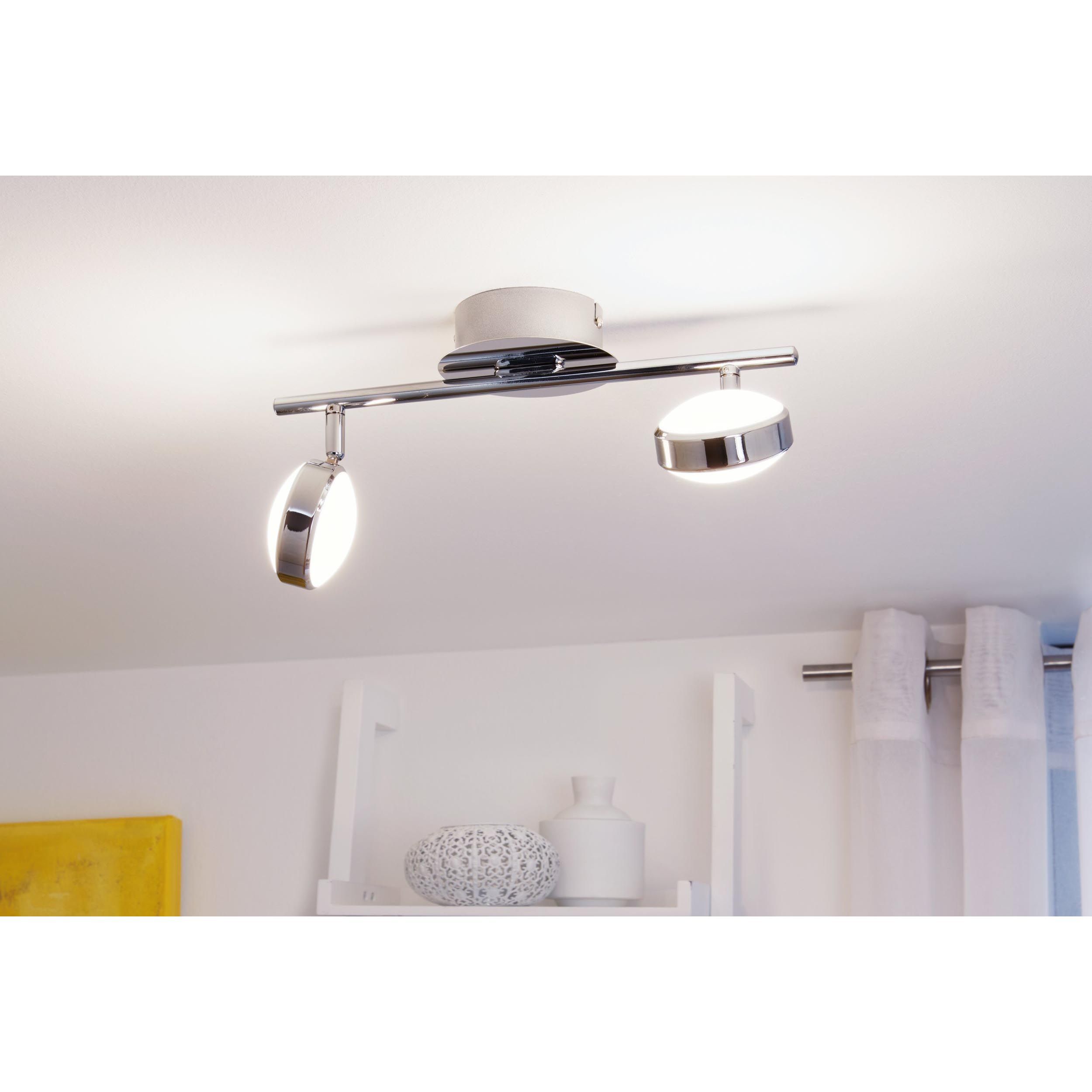 Spot de plafond réglette/plaf métal argenté SALTO LED INT 2X5,4W