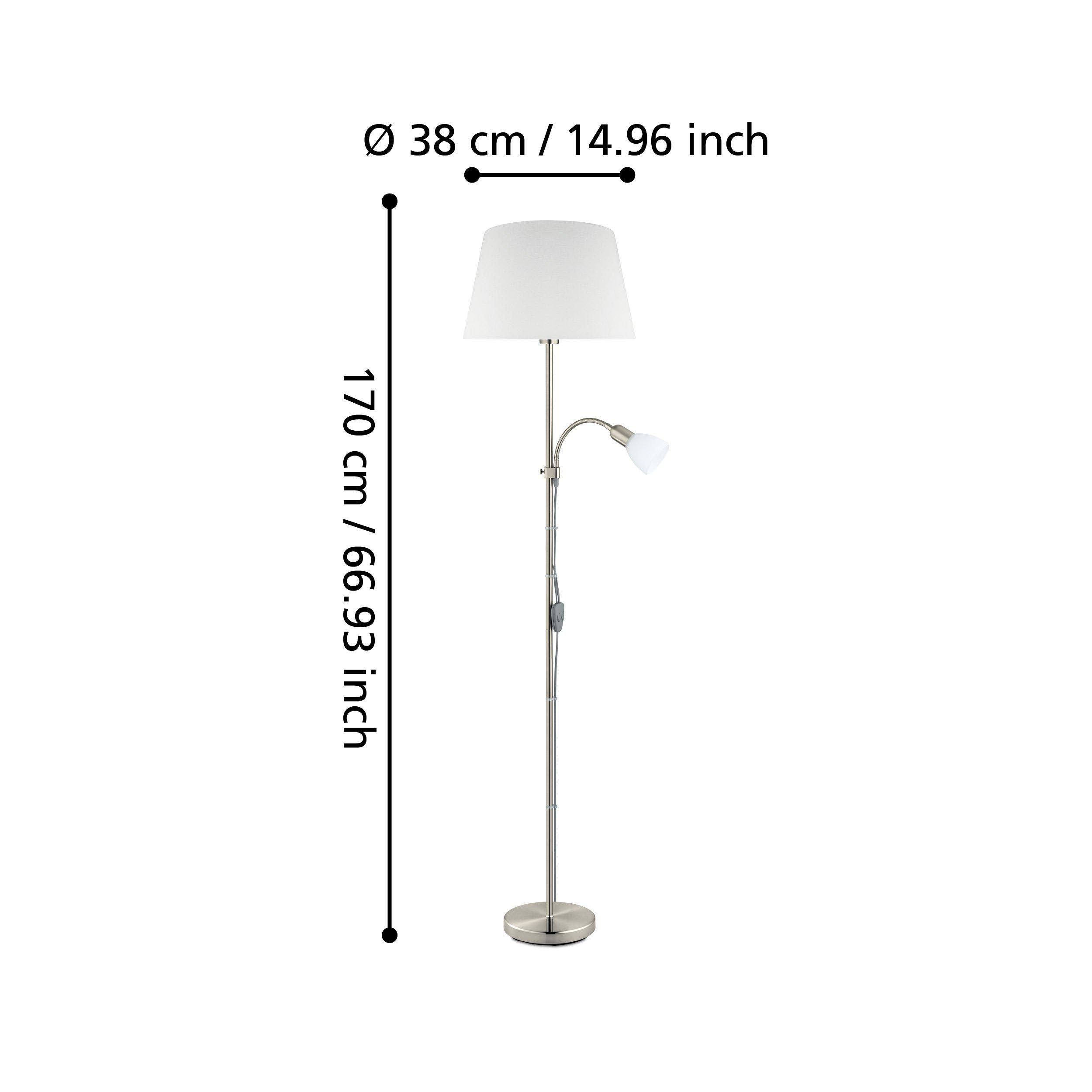 Lampadaire métal nickel mat CONESA E27 1X60W