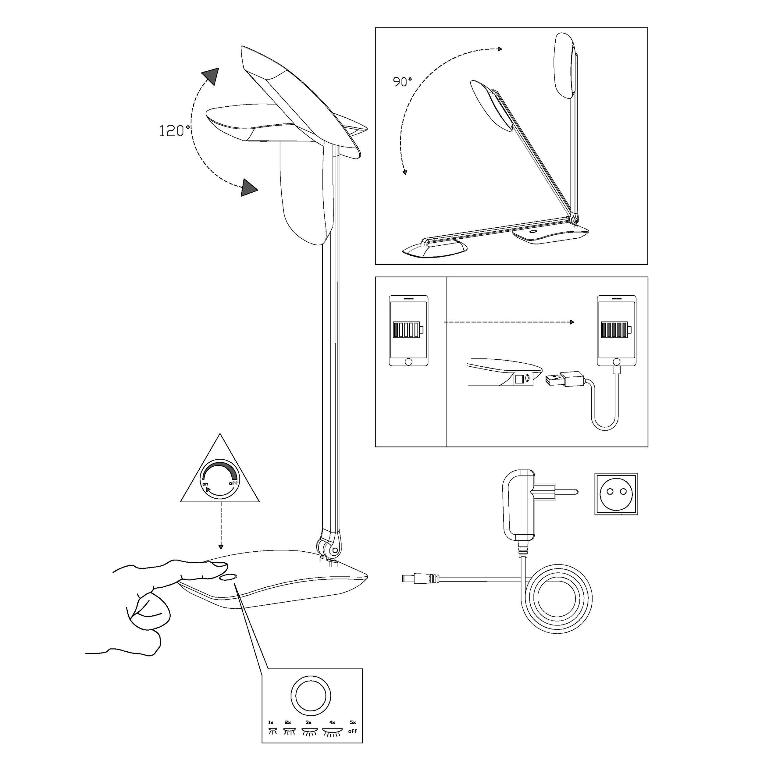 Lampe de bureau plastique argenté CAJERO LED INT 4,8W