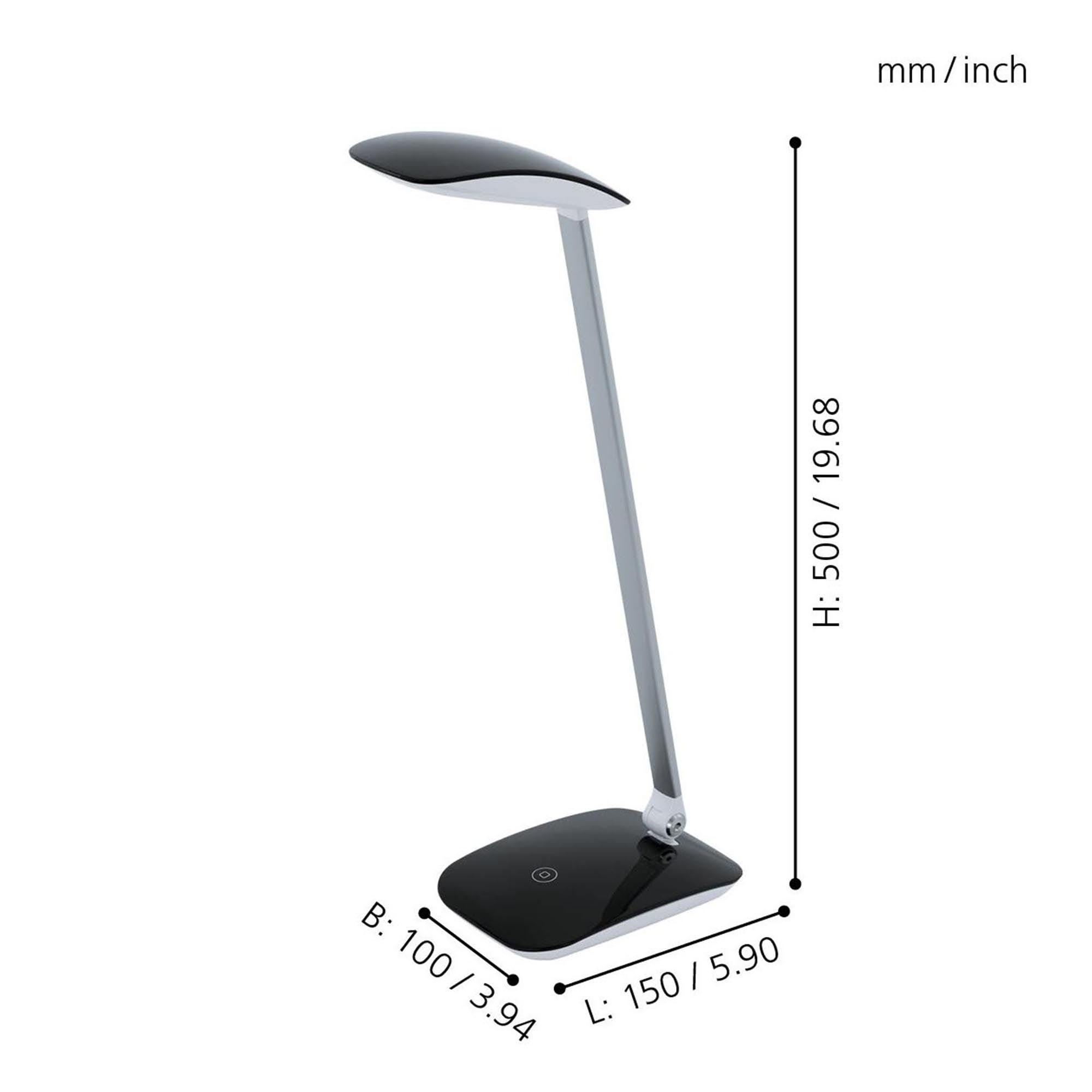 Lampe de bureau LED CAJERO noir H50cm