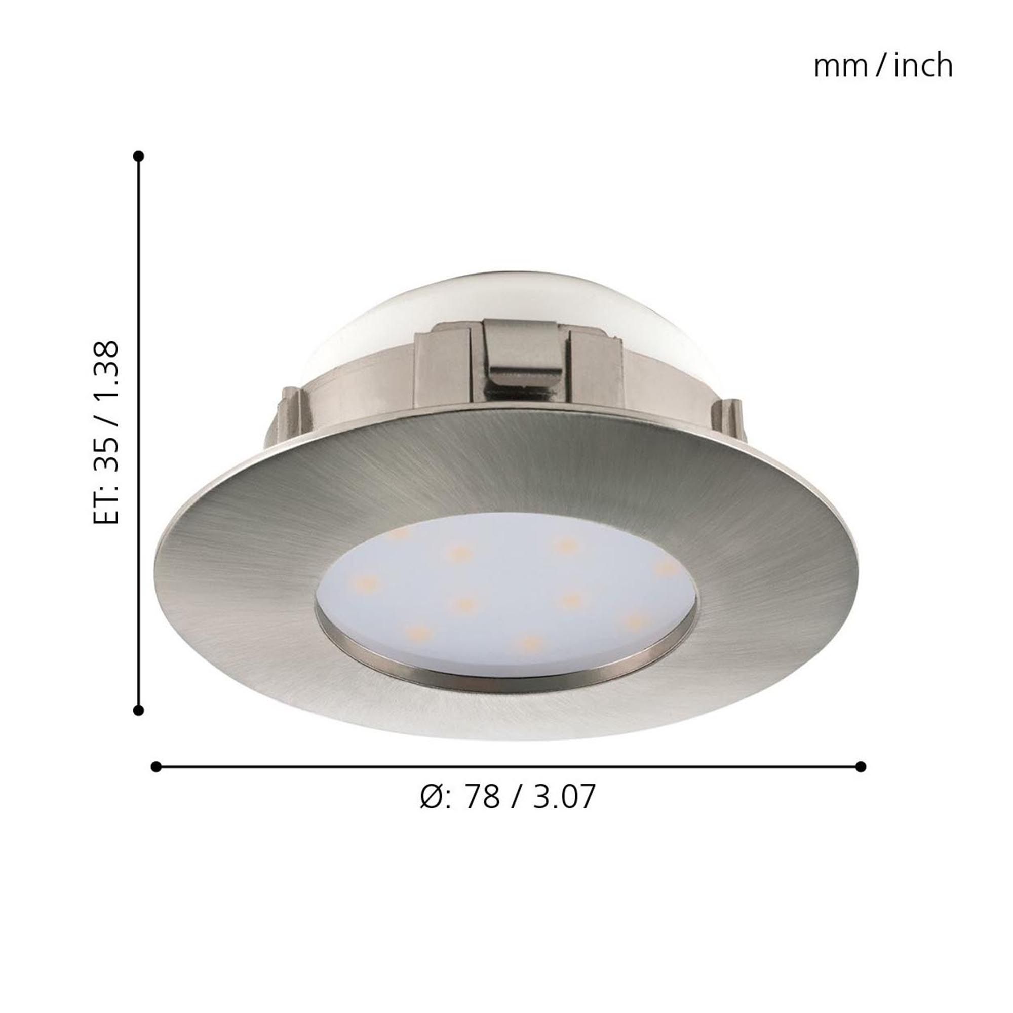 Spot à encastrer métal nickel PINEDA D7,8CM rond LED INT 1X4,9W