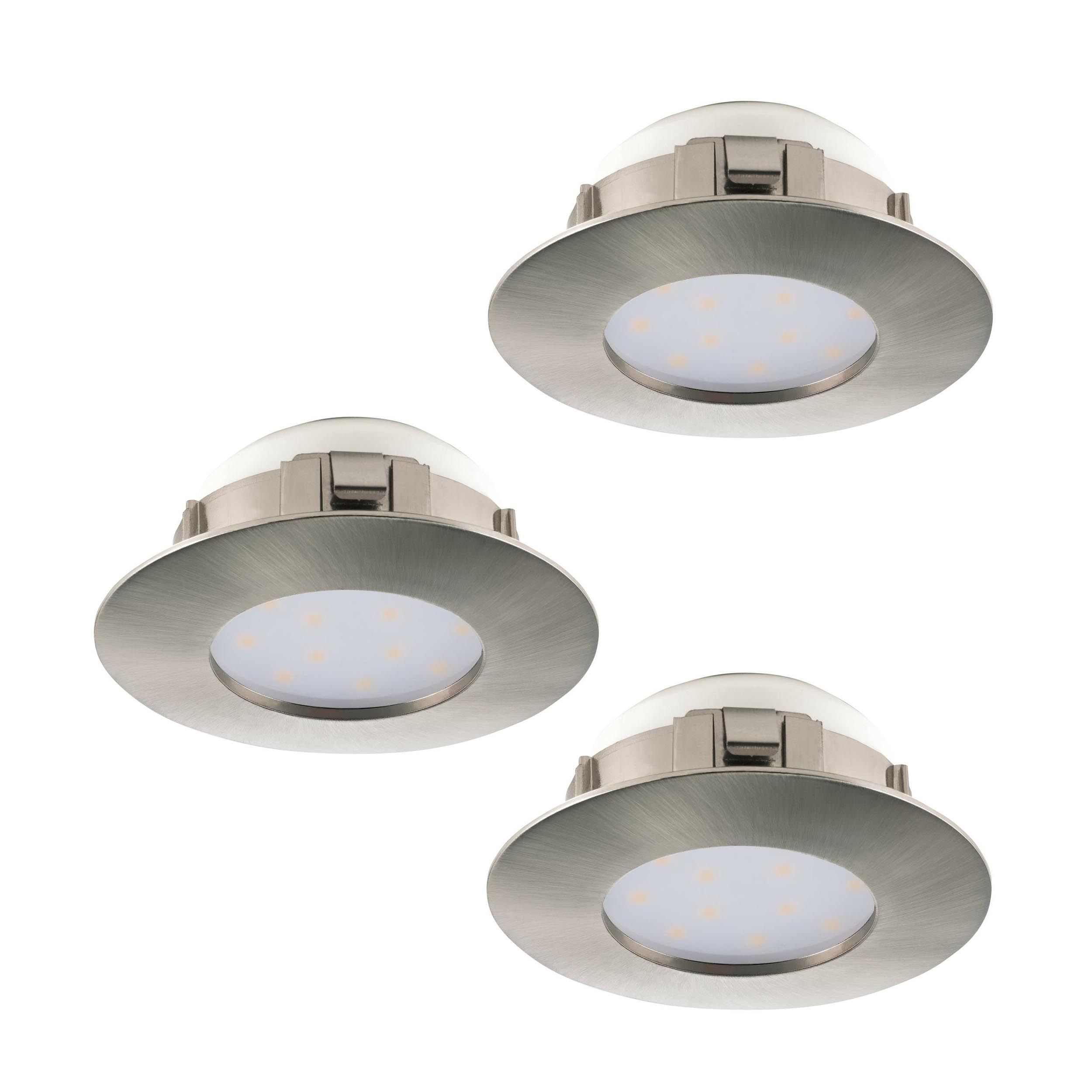 Spot à encastrer métal nickel PINEDA D7,8CM rond LED INT 3X4,9W