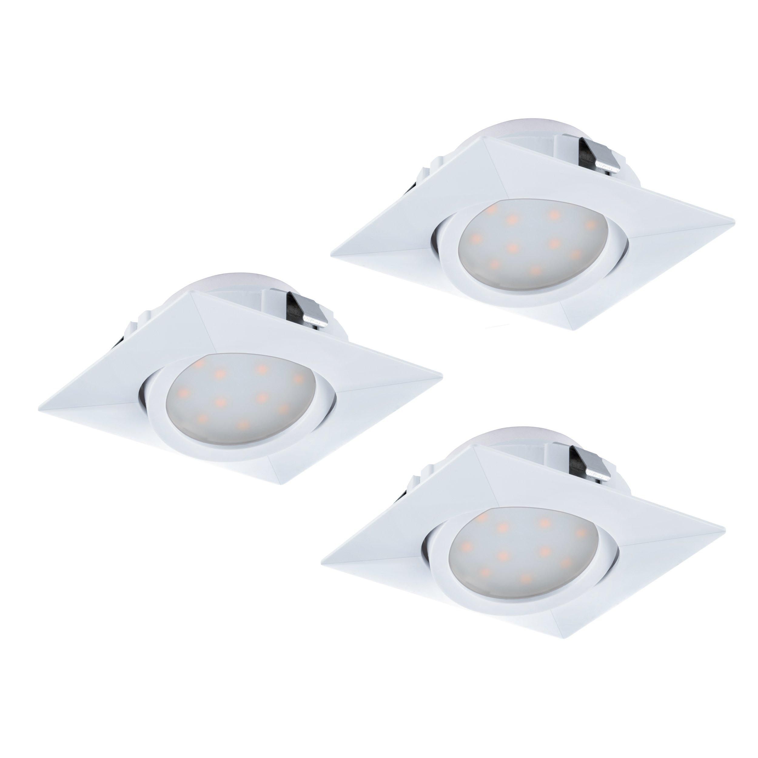 Spot à encastrer métal blanc PINEDA carré LED INT 3X4,9W